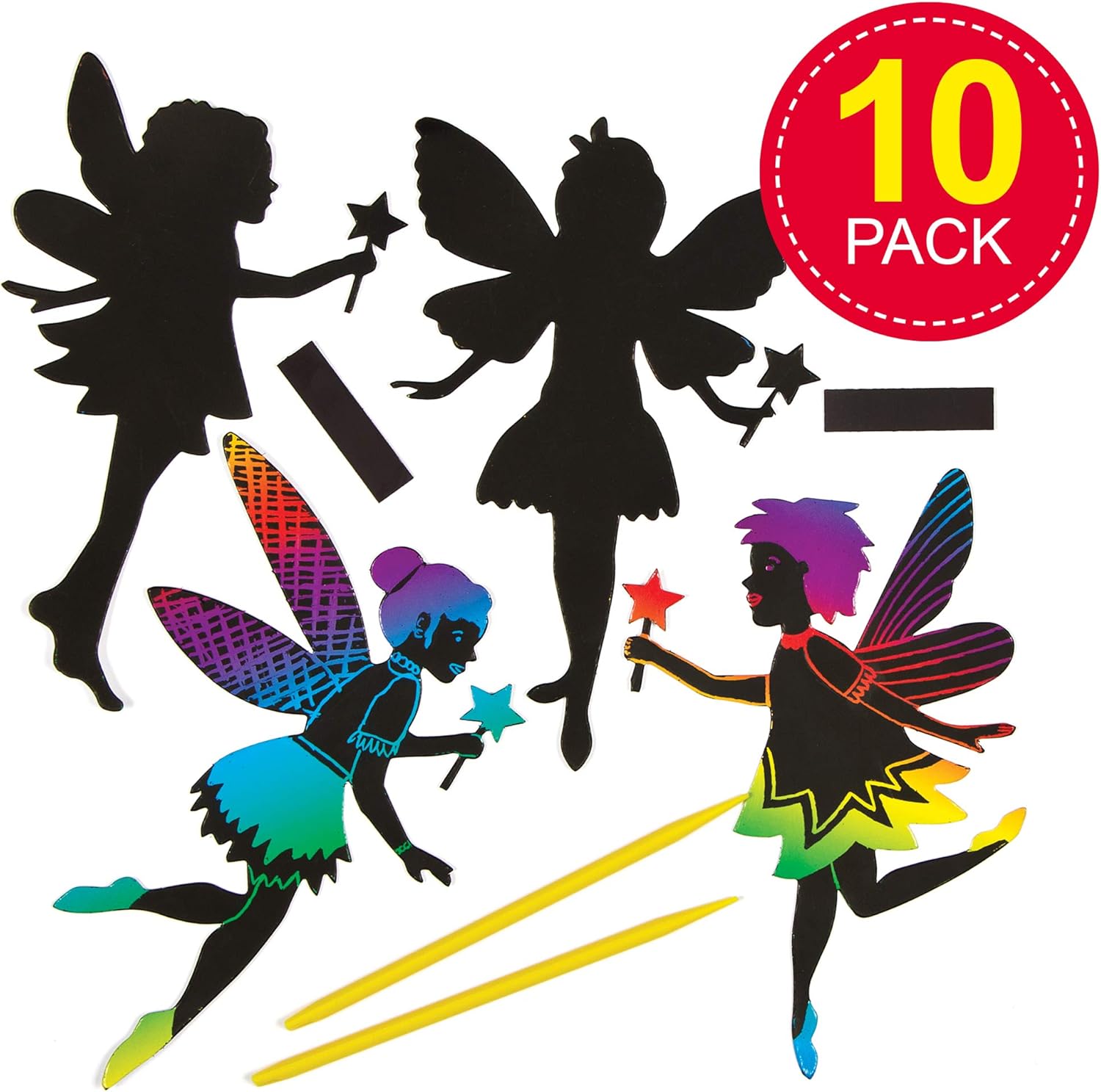 Baker Ross Fairy Scratch Art Magnets - Arts & Crafts Kit for Kids, Ages 3+ 5