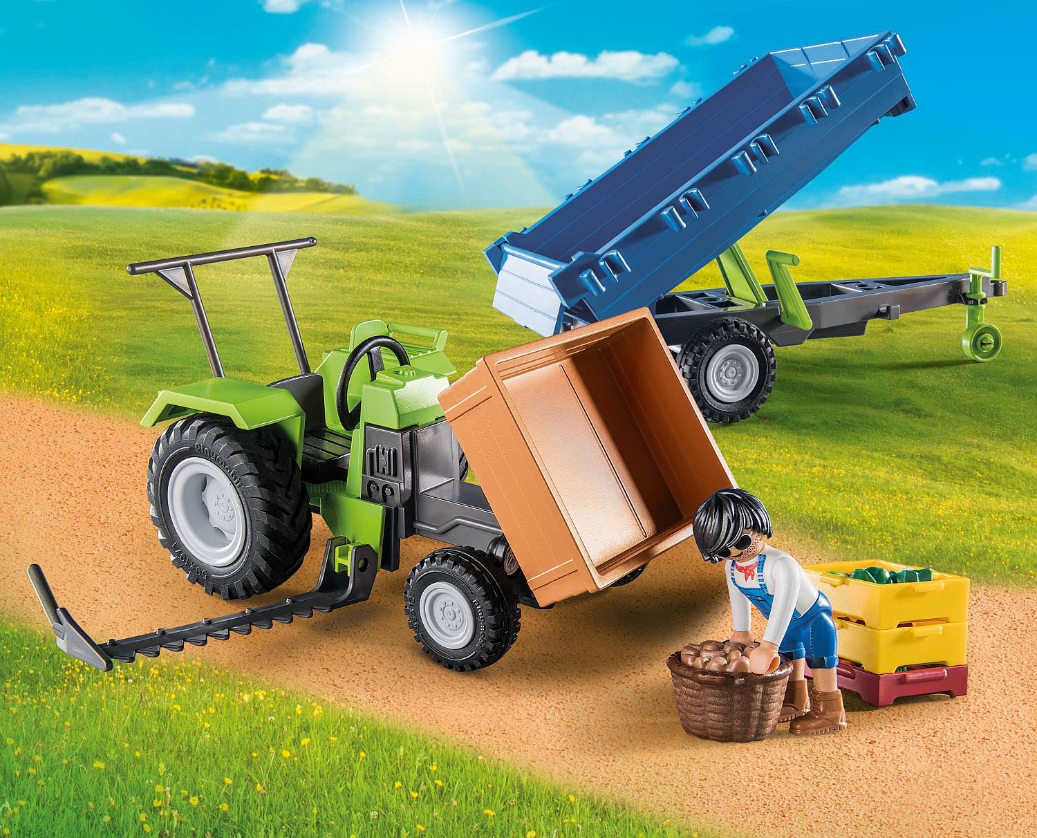Playmobil Country Harvester Tractor with Trailer and Transport Boxes - Farm Playset for Kids 4+ 13