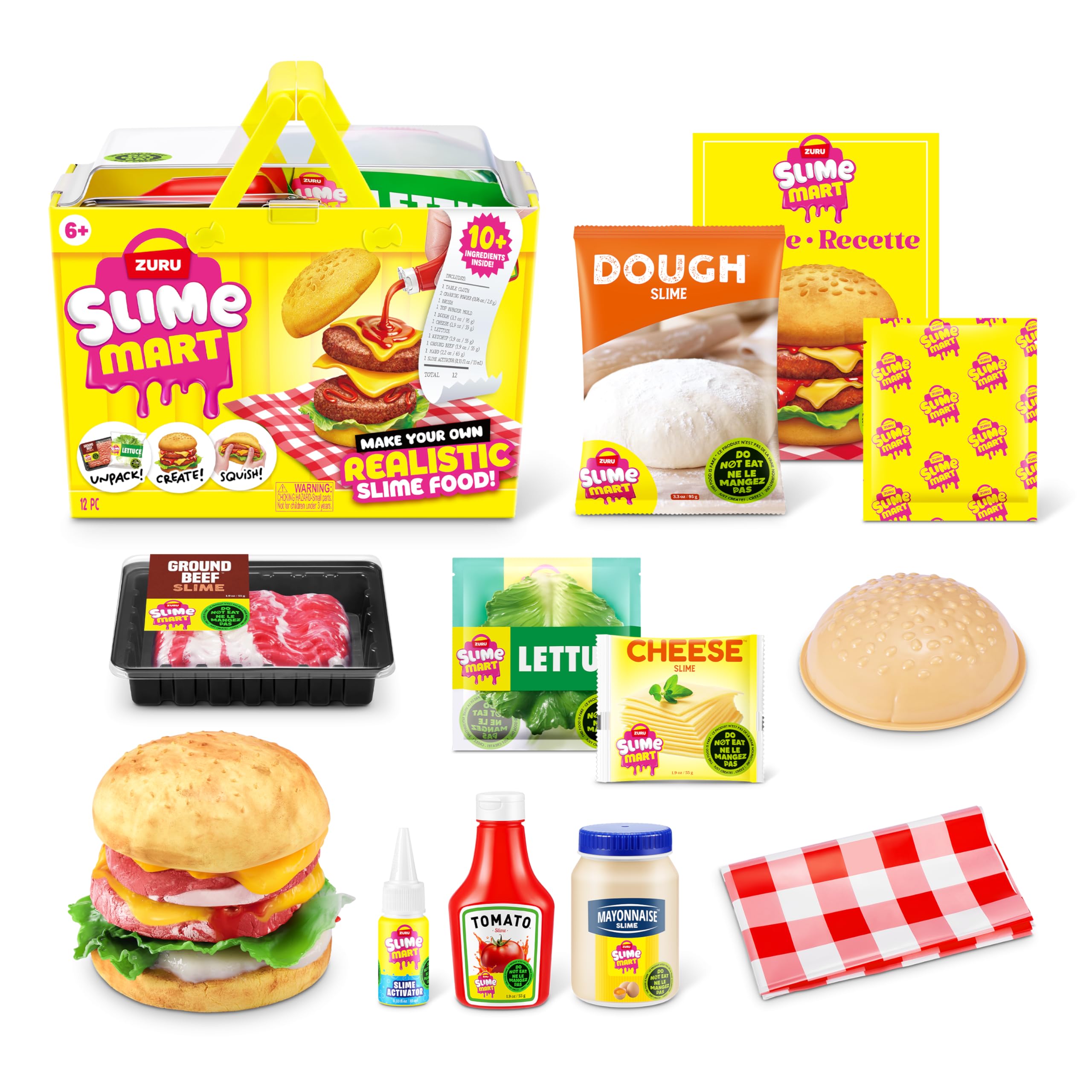 Slime Mart Small Basket by ZURU - Burger Slime Compound Kit for Kids 6+