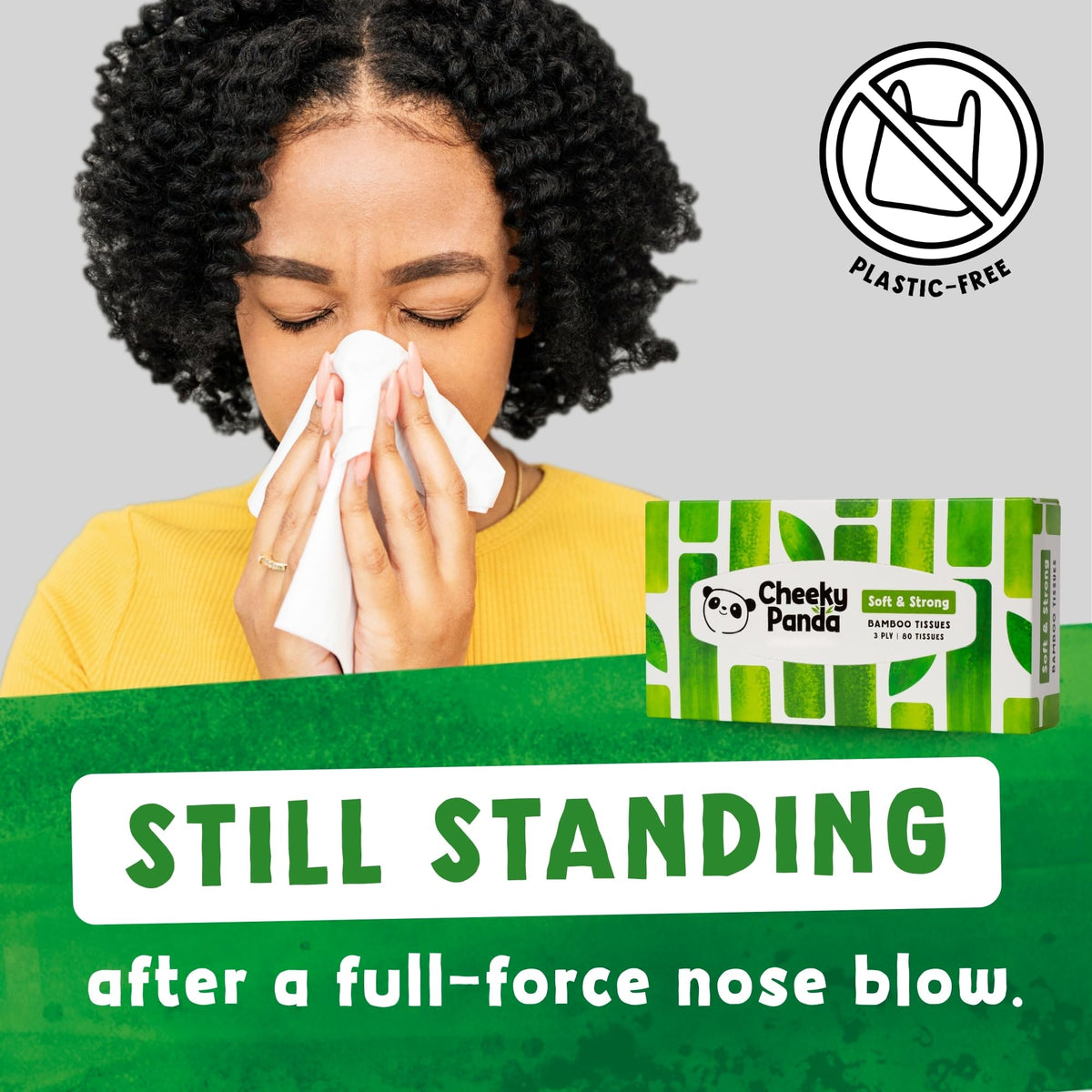 The Cheeky Panda Bamboo Facial Tissues - 80 Count, 3-Ply, Flat Box