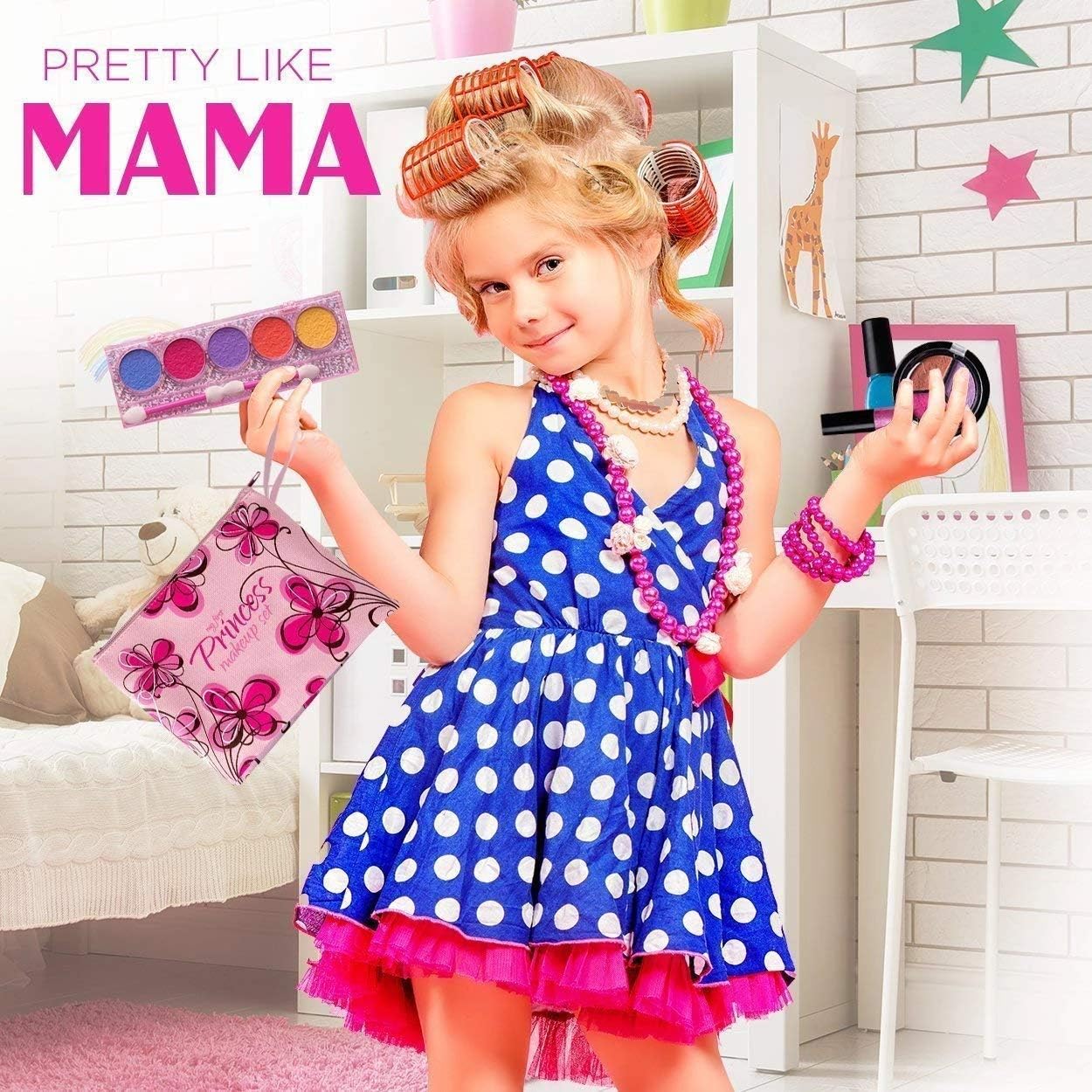 Playkidz My First Princess Washable Real Makeup Set in Pink Floral Cosmetic Bag 7