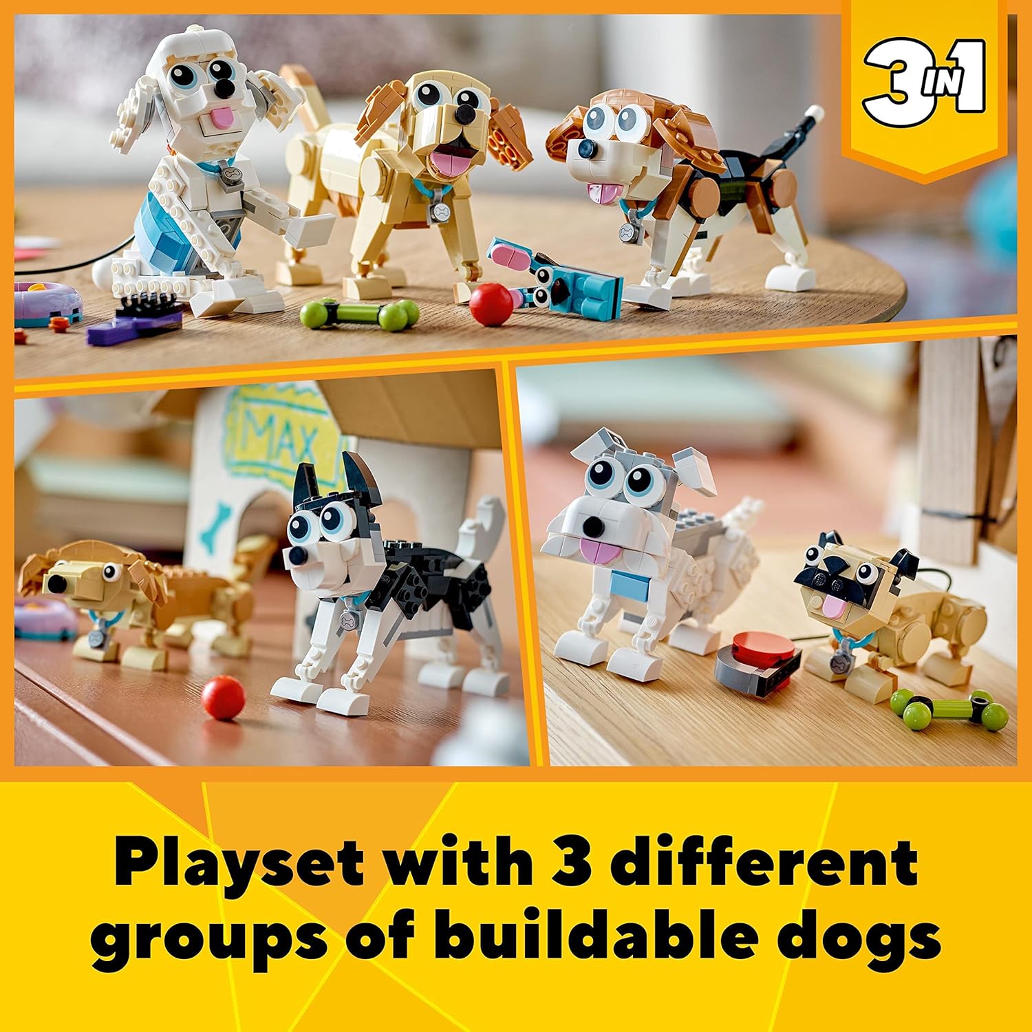LEGO Creator 3-in-1-Bauset „Entzückende Hunde“ – 7 Rassenfiguren für Kinder ab 7 Jahren 5