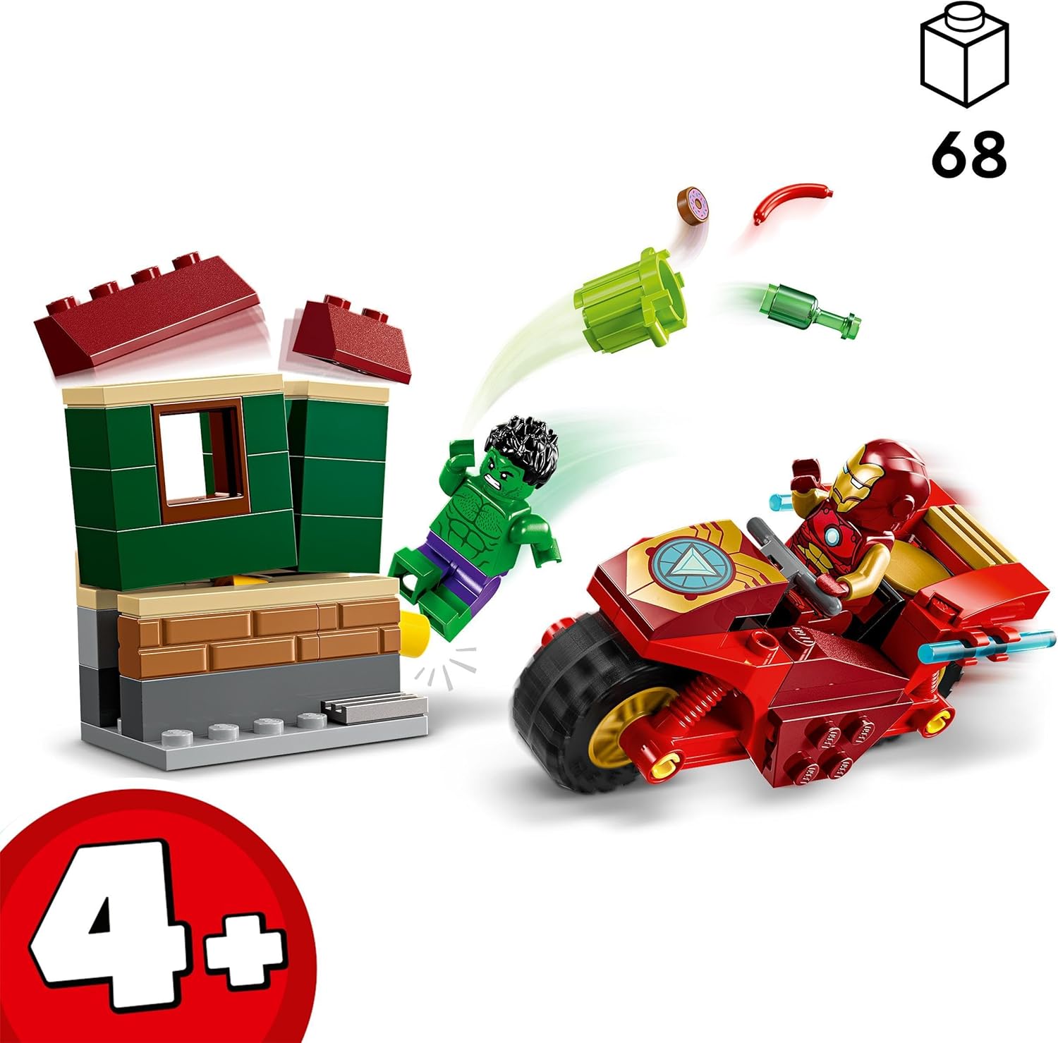 LEGO Marvel Iron Man with Bike and The Hulk - Super Hero Building Toy for Kids 4+ 7