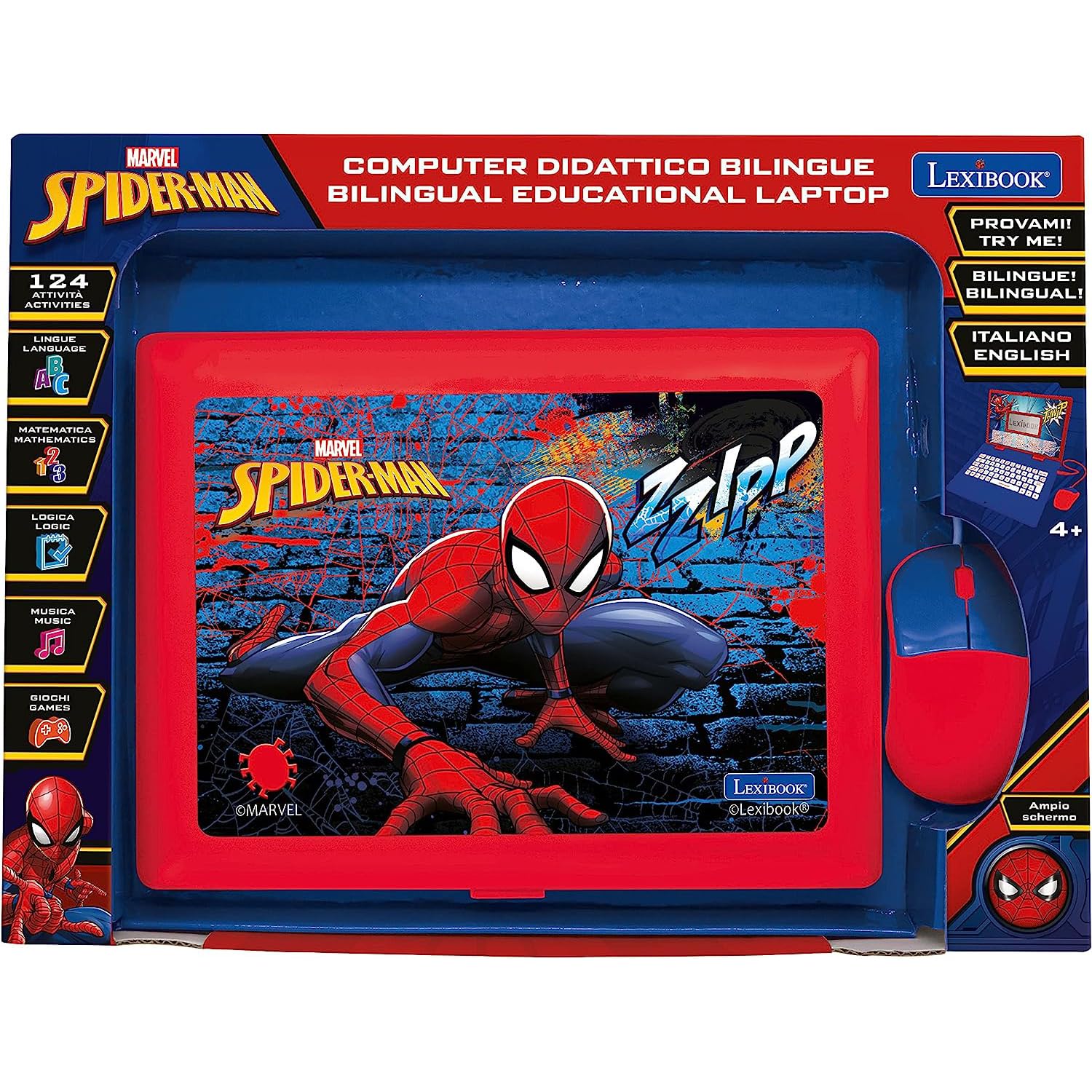 Lexibook Spider-Man Educational Bilingual Laptop - Italian/English Learning Toy with 124 Activities, Ages 3+ 7