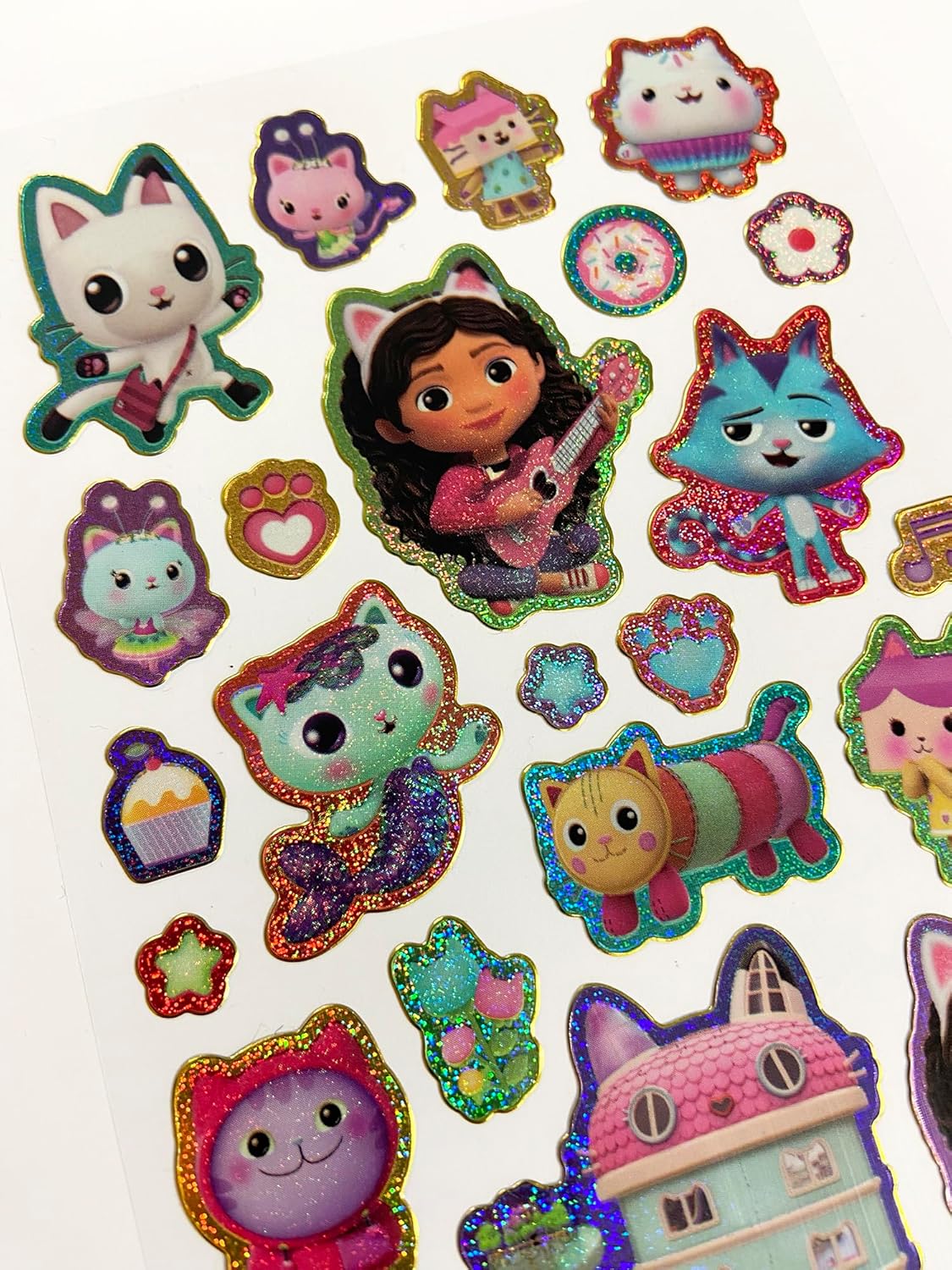 Gabby's Dollhouse Sparkly Reusable Stickers - Foiled Reusable Sticker Pack for Kids 4