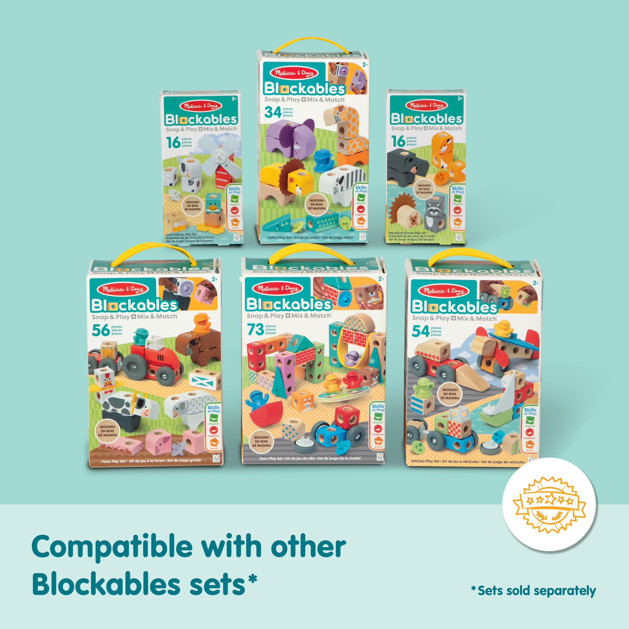 Melissa & Doug Blockables Vehicles Snap And Play Set | 54 Connectable Pieces | Ages 2+ 9