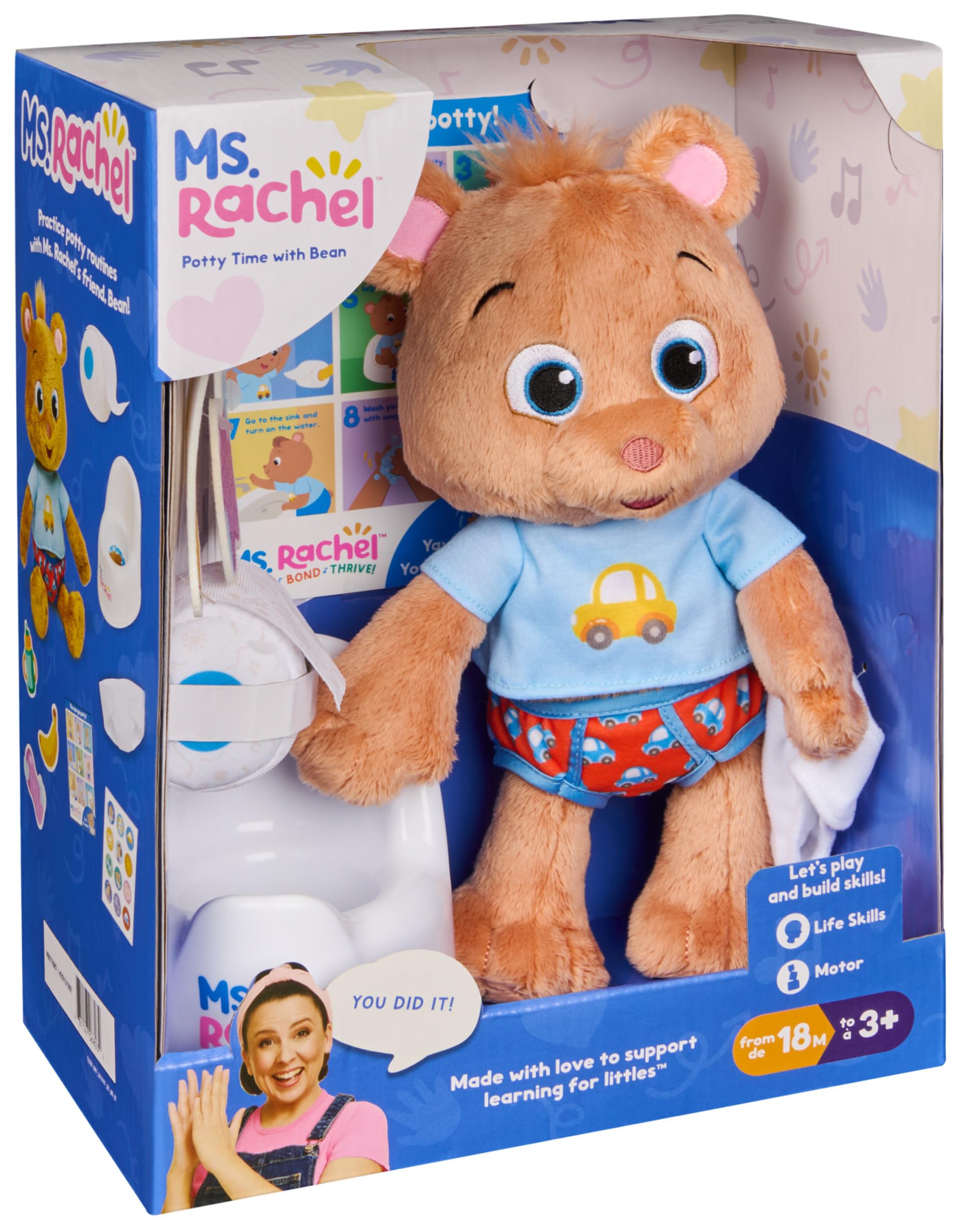 Ms. Rachel Potty Time with Bean - Educational Plush Bear Playset for Toddlers 18+ Months 9