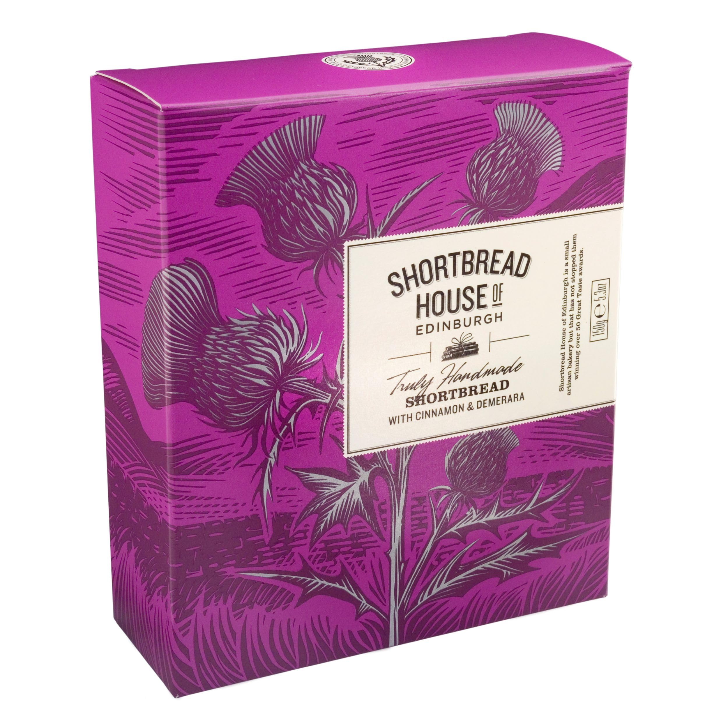 Shortbread House of Edinburgh Handmade Mini Shortbread Biscuits with Cinnamon and Demerara Sugar 150g