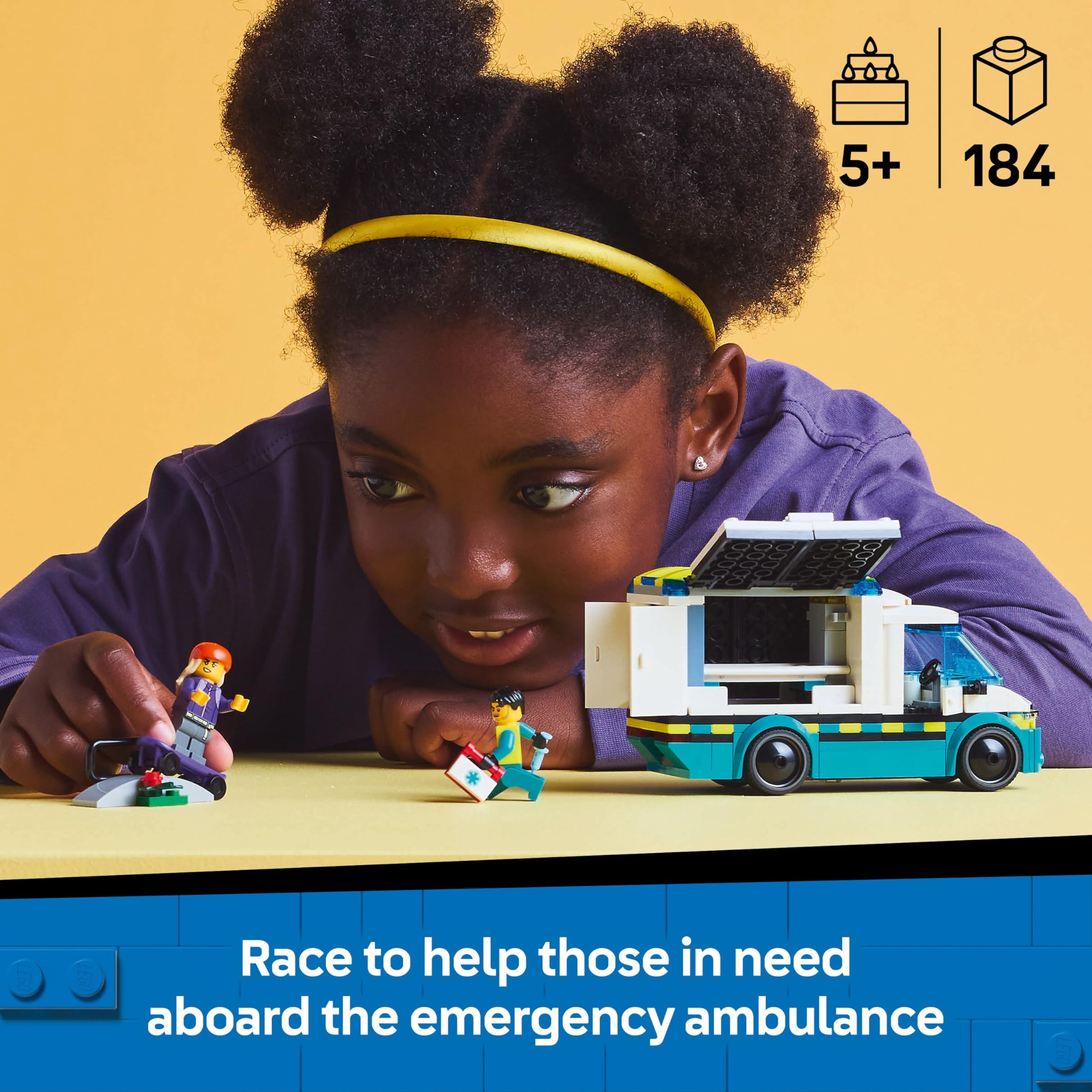 LEGO City Emergency Ambulance 60451 Building Set | Ages 5+ | Includes 2 Minifigures 2