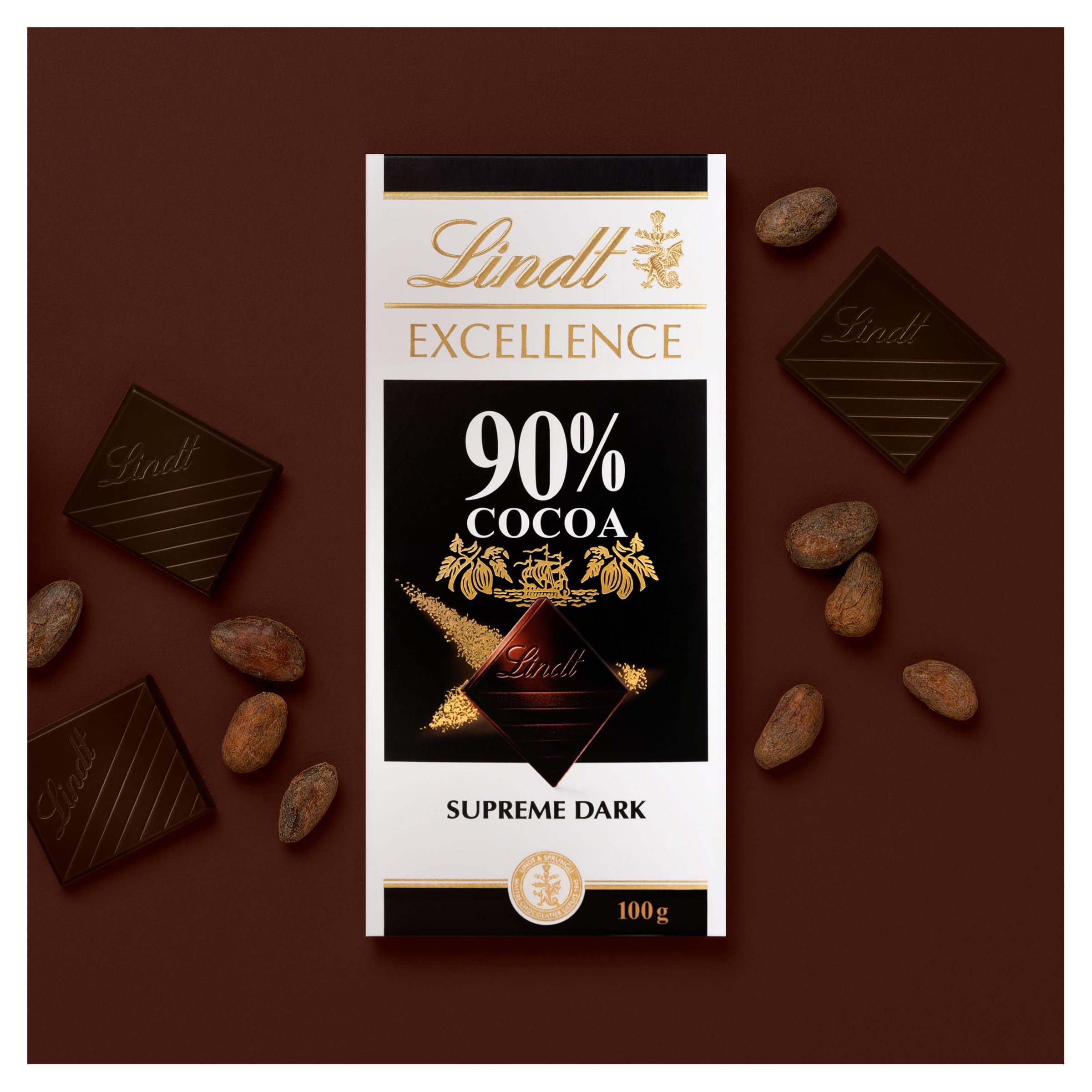 Lindt Excellence Supreme Dark 90% Kakao Schokoladentafel 100g 6