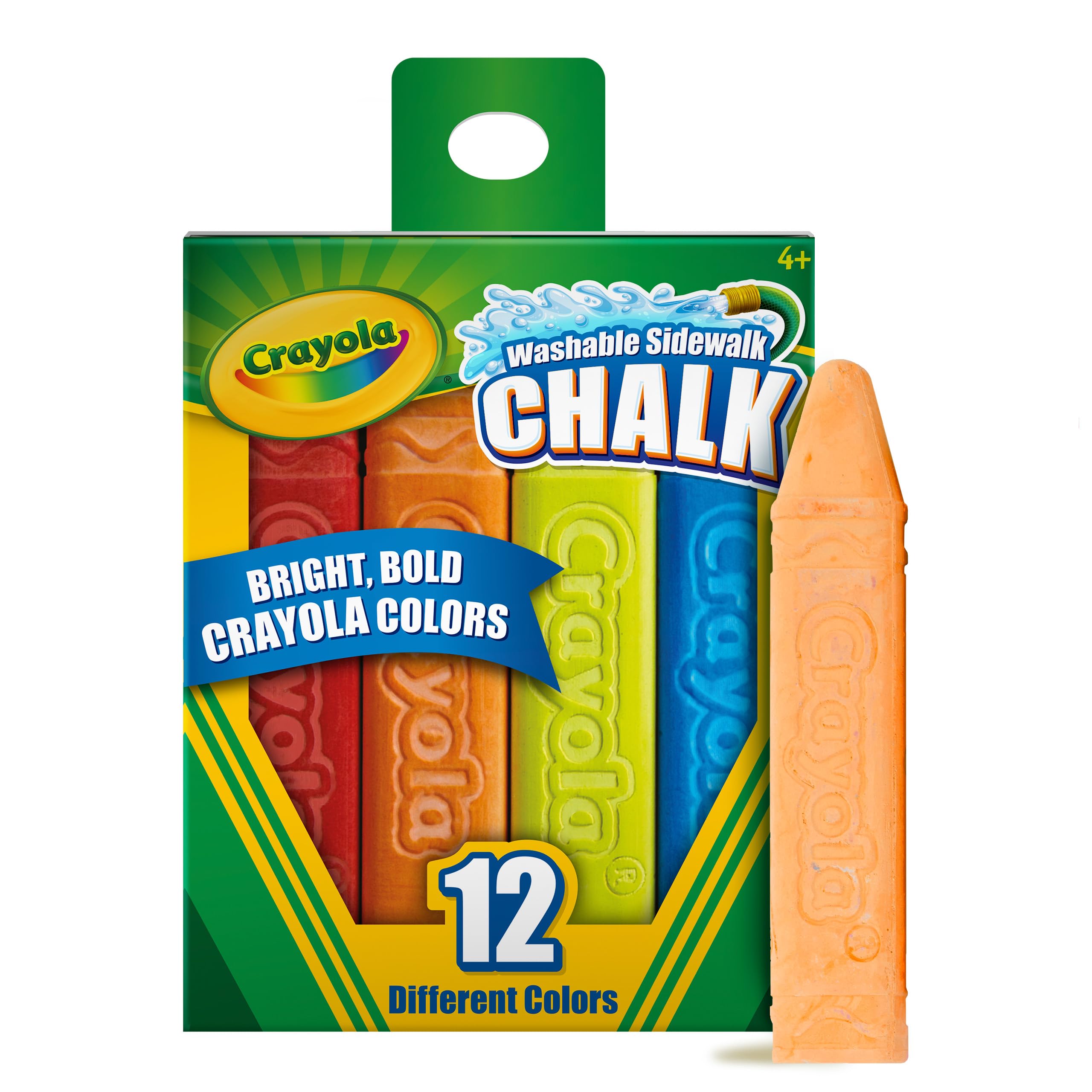 CRAYOLA Outdoor Chalk - Washable Sidewalk Chalk, Square Shape, 12 Assorted Colors