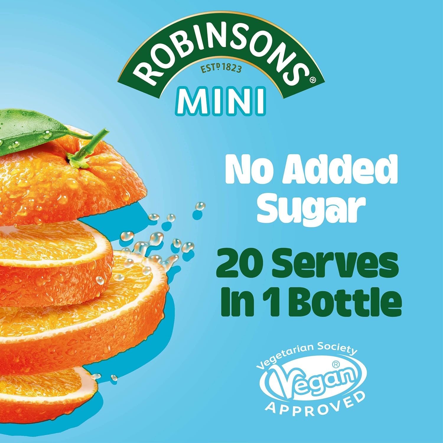 Robinsons Mini No Added Sugar Low Calorie Orange Flavour Concentrate - 6 Pack (66ml Each) 6