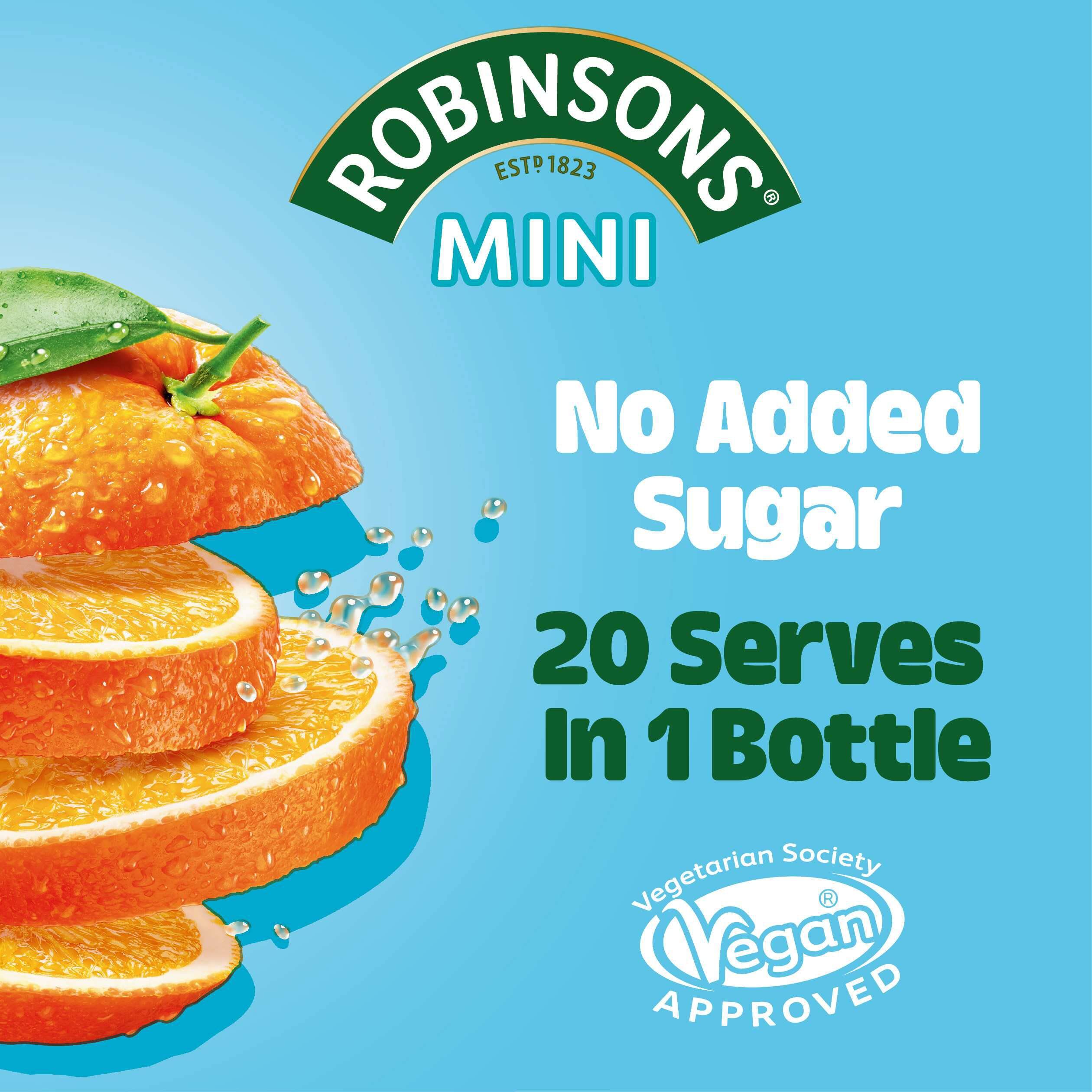 Robinsons Mini No Added Sugar Low Calorie Orange Squash Concentrate - Makes 20 Drinks 4