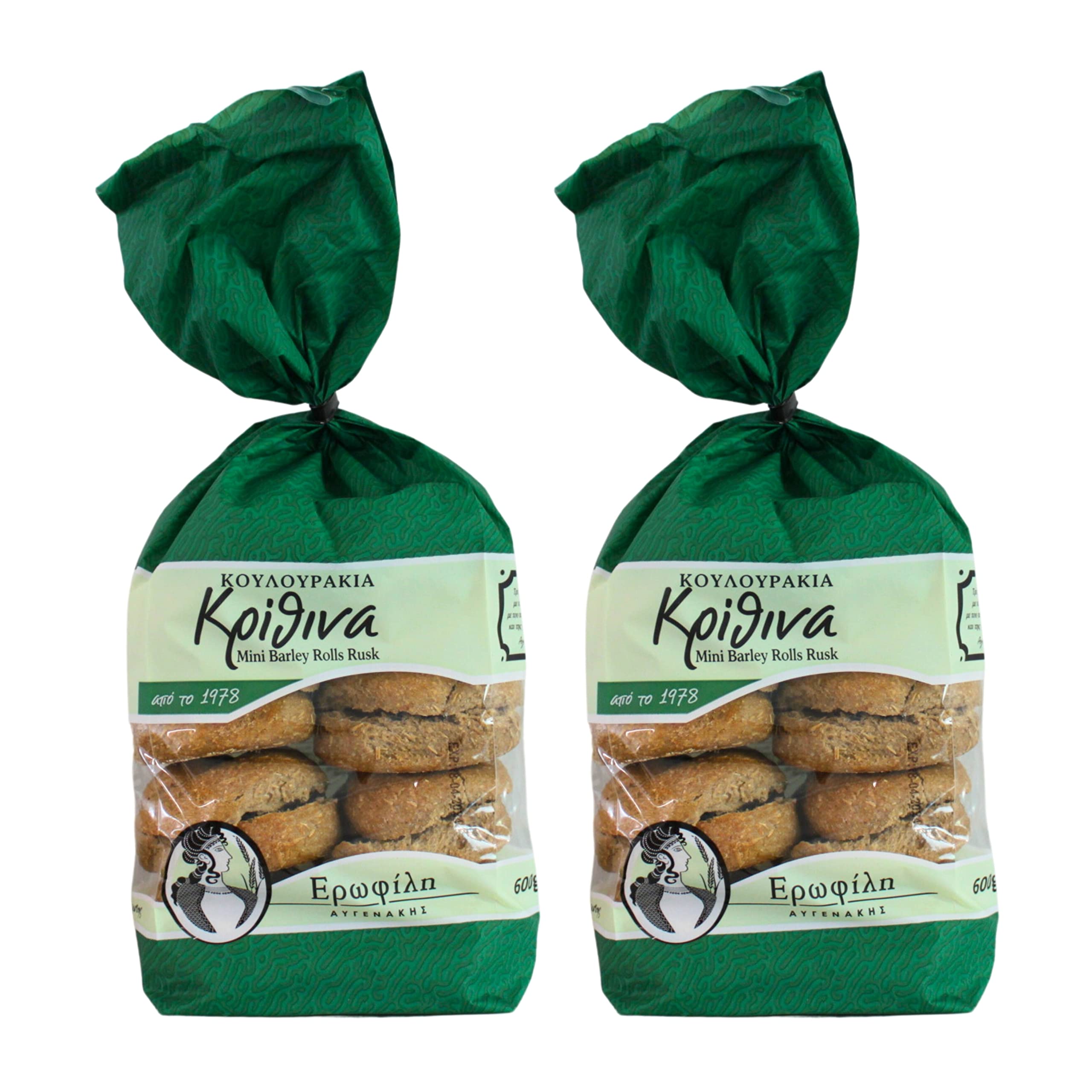 Erofili Avgenakis Mini Barley Rolls Rusks - Authentic Cretan Dakos Base | 2 x 600g Pack (1.2kg Total)