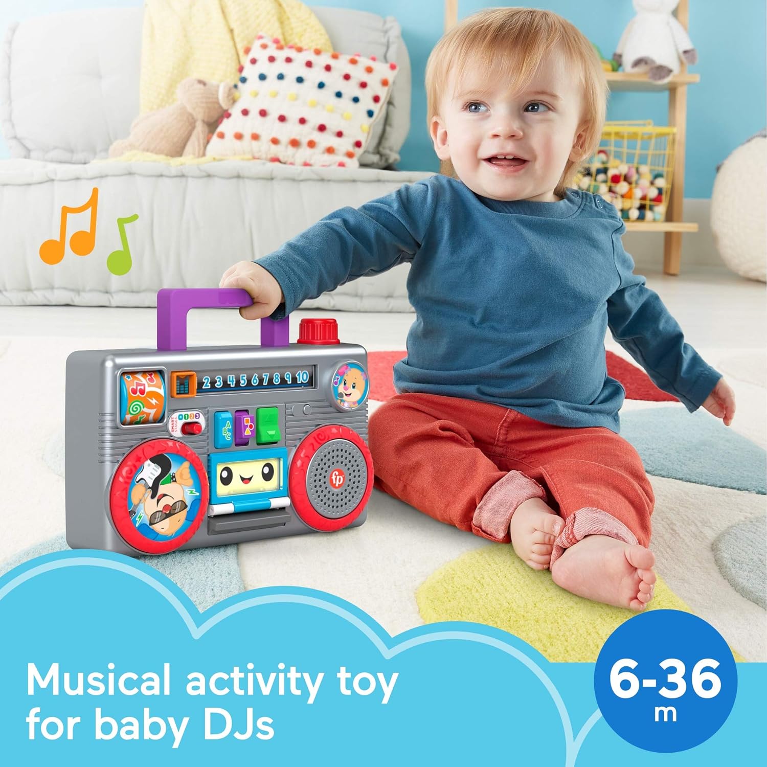 Fisher-Price Laugh & Learn Busy Boombox - Retro Musical Learning Toy for Ages 6-36 Months 9