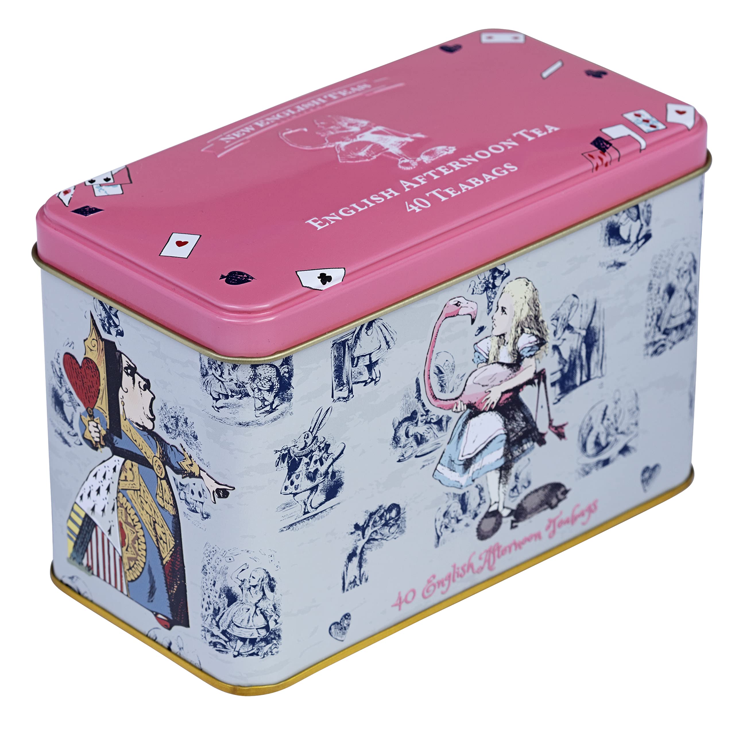 New English Teas - Pink Alice in Wonderland Tea Caddy with 40 English Afternoon Tea Bags 6