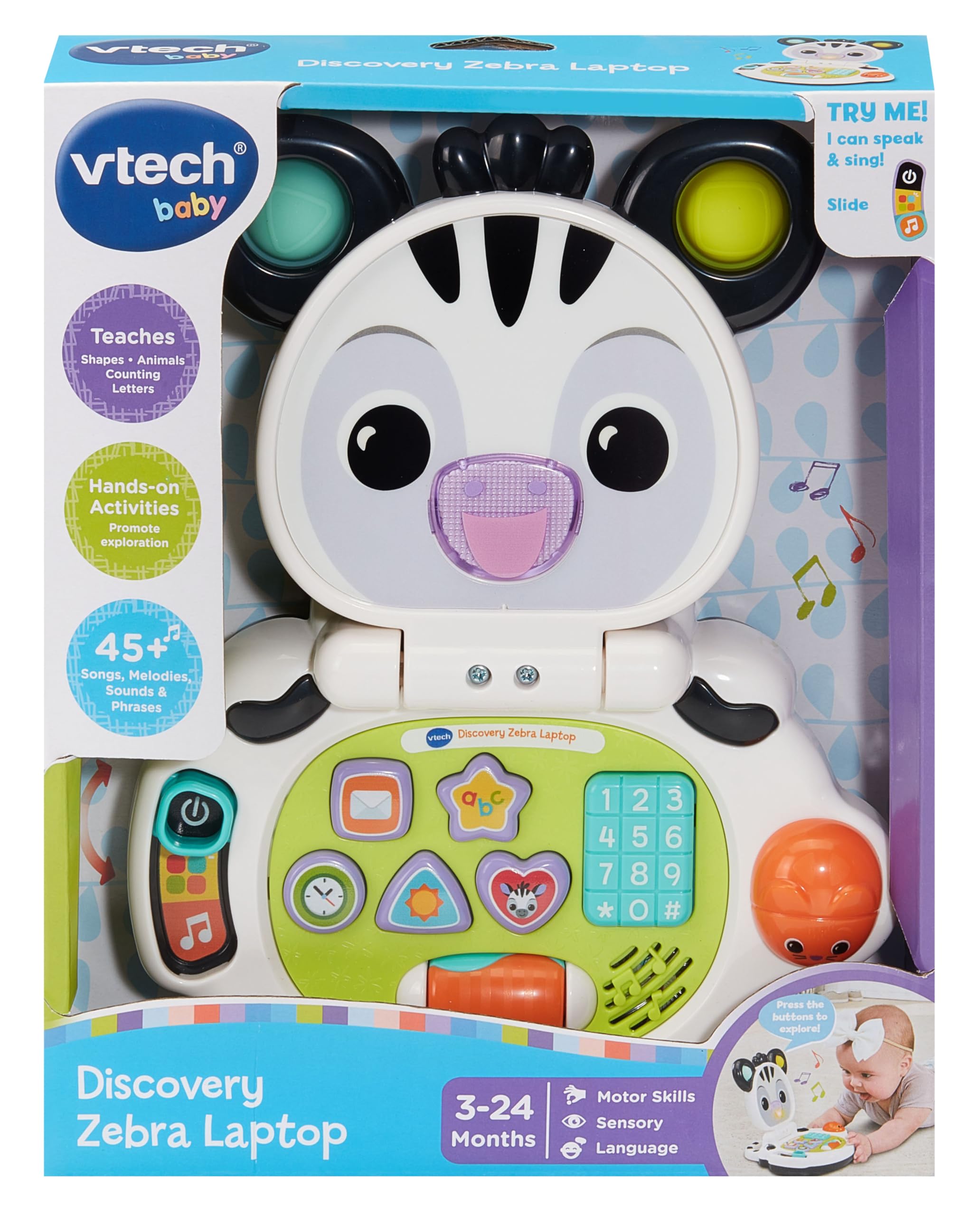 VTech Baby Discovery Zebra Laptop - Interactive Educational Toy for 3 Months to 2 Years 5