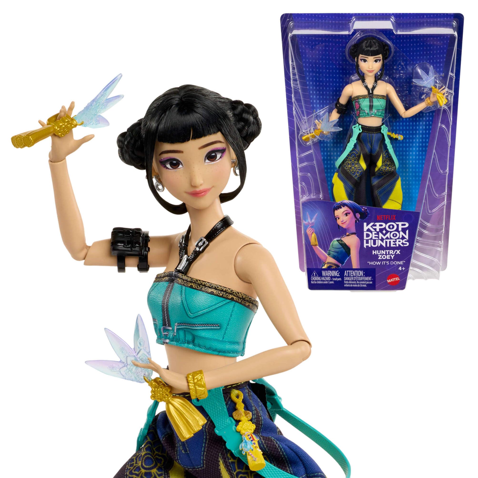 Mattel KPop Demon Hunters HUNTR/X Zoey Fashion Doll | 11 Posable Joints | Spirit Blades Accessory
