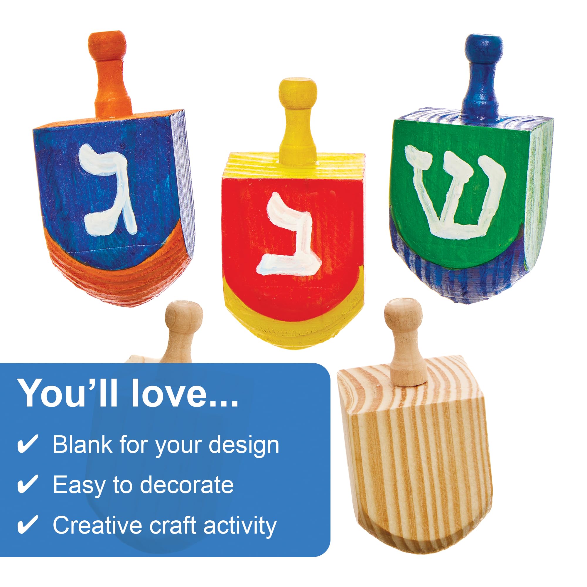 Baker Ross FX939 Wooden Dreidels - Pack of 5, Paint Your Own Hanukkah Craft Toy 8