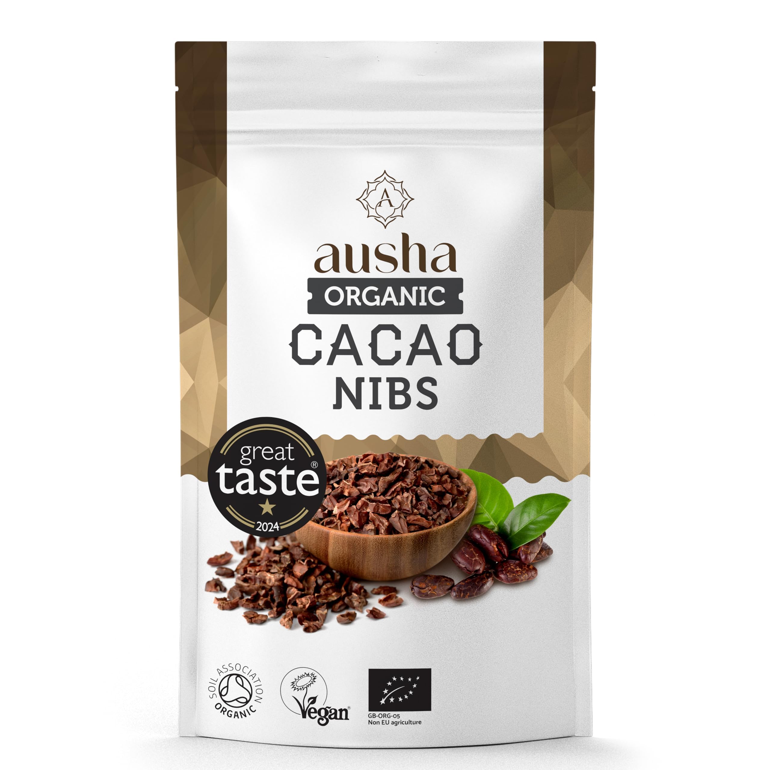 Ausha Organic Raw Cacao Nibs 200g - 1* Great Taste Award 2024 - Soil Association Certified
