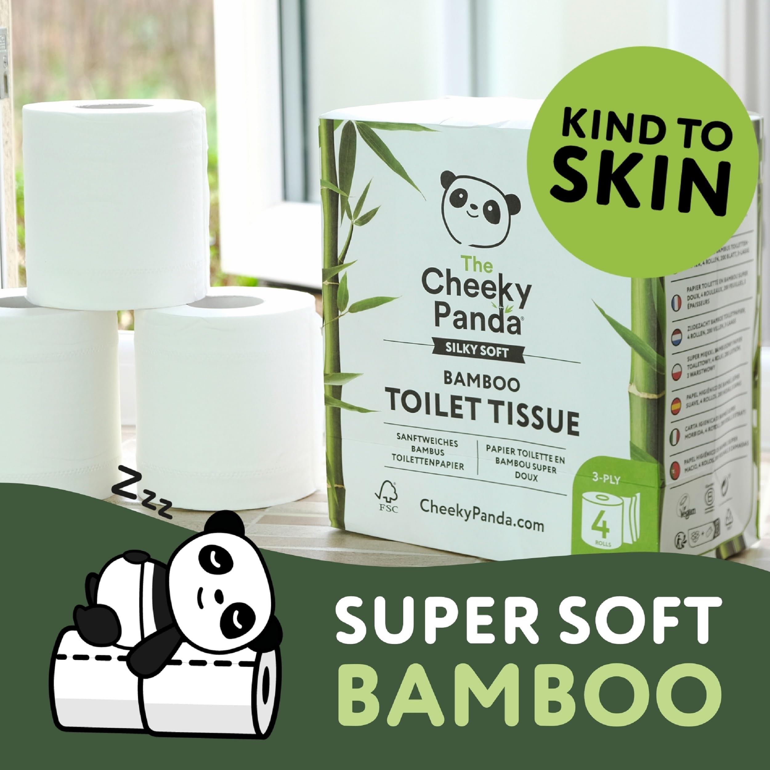 The Cheeky Panda – Bambus-Toilettenpapier (4er-Packung, 3-lagig, 200 Blatt) 11