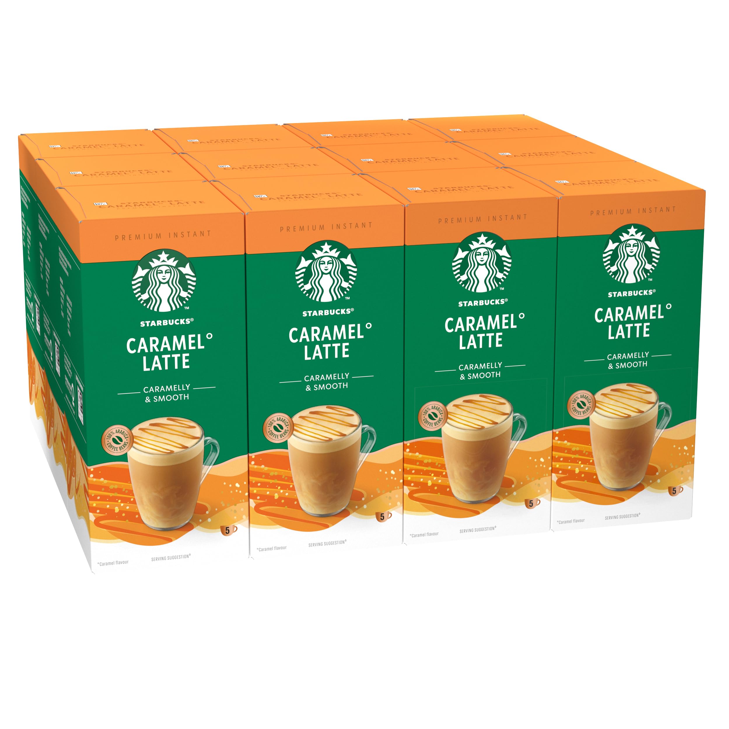 STARBUCKS Caramel Latte Premium Mix Instant Coffee - 60 Sachets (12 x 5)