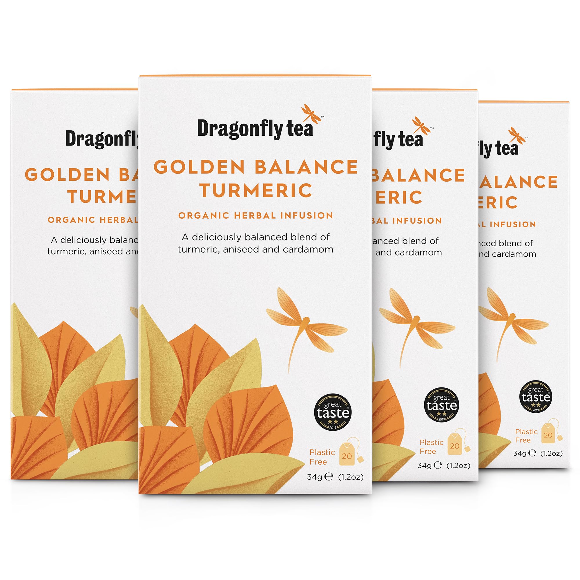 Dragonfly Golden Balance Turmeric Tea - 4 x 20 Organic Tea Bags (80 Total)