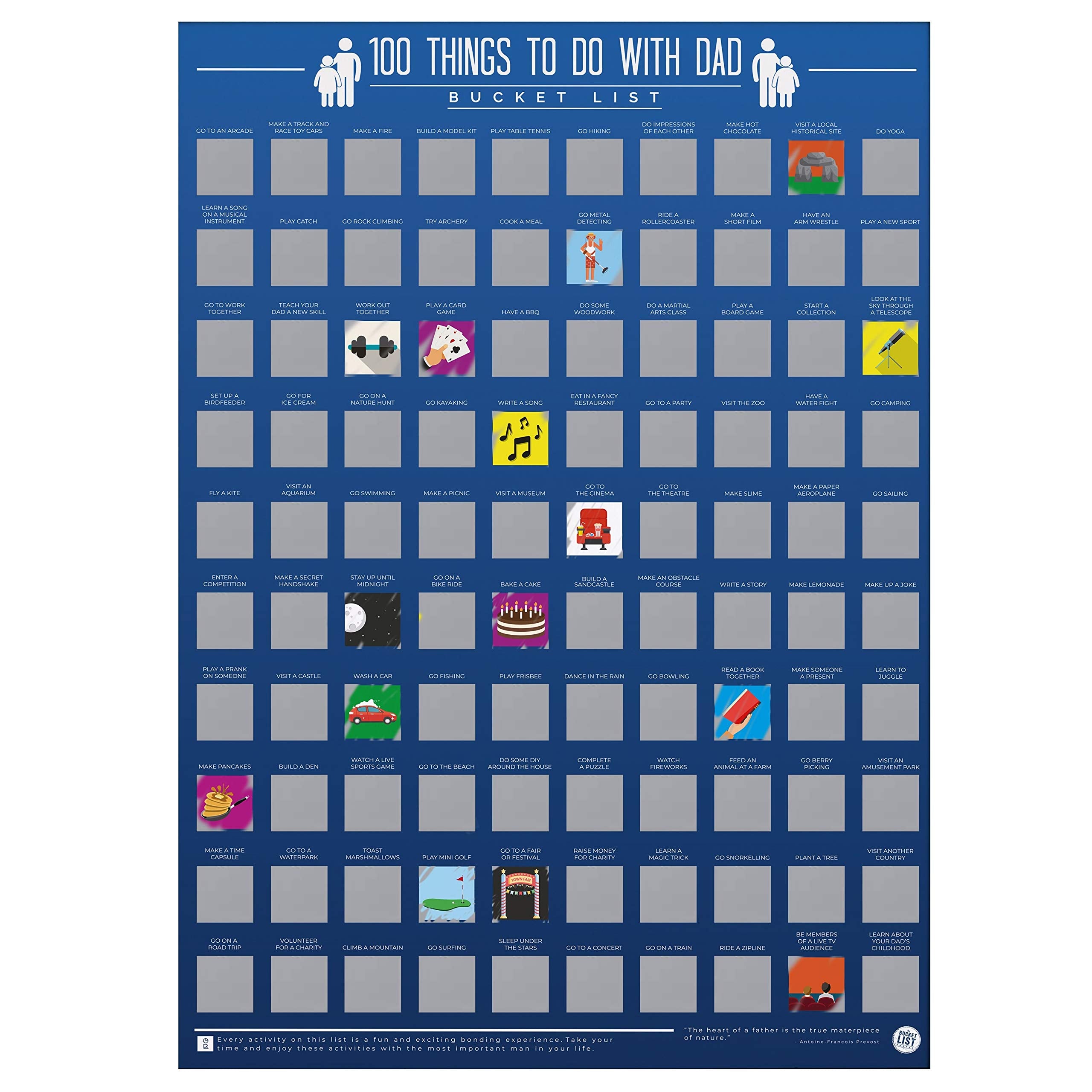 Gift Republic 100 Things To Do With Dad Bucket List Scratch Poster | A2 Portrait | Multi-Color 1