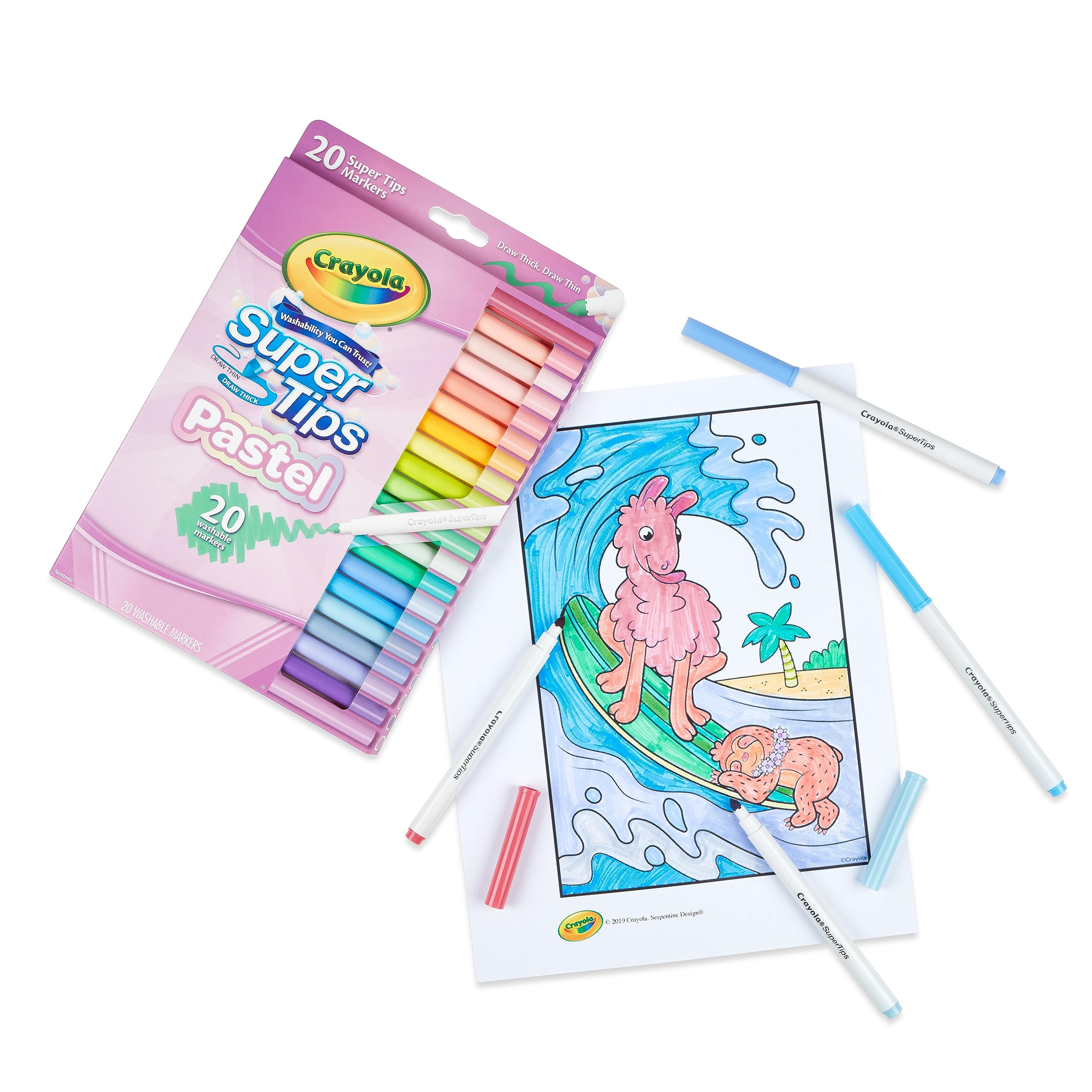 CRAYOLA Pastel SuperTips, abwaschbare Marker – 20 Stück, konische Spitze für feine und dicke Striche 3