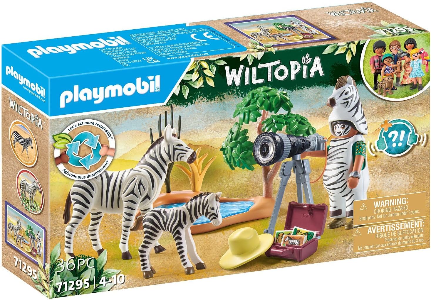 Playmobil 71295 Wiltopia Photographer with Zebras, exploring the animal kingdom, 6