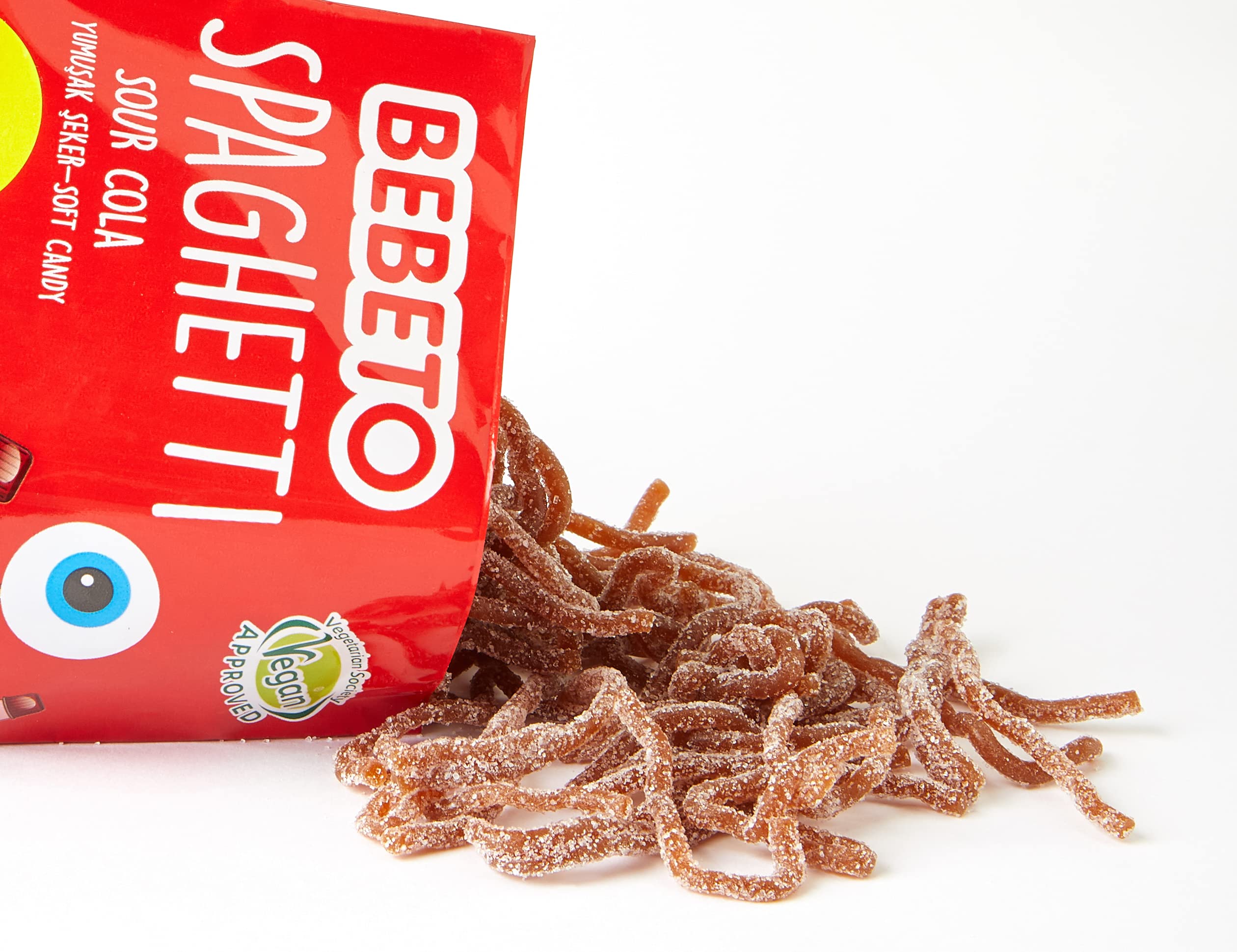 Bebeto Sour Cola Spaghetti - Vegan & Halal Certified Sour Fizzy Gummy Sweets, 70 g 3