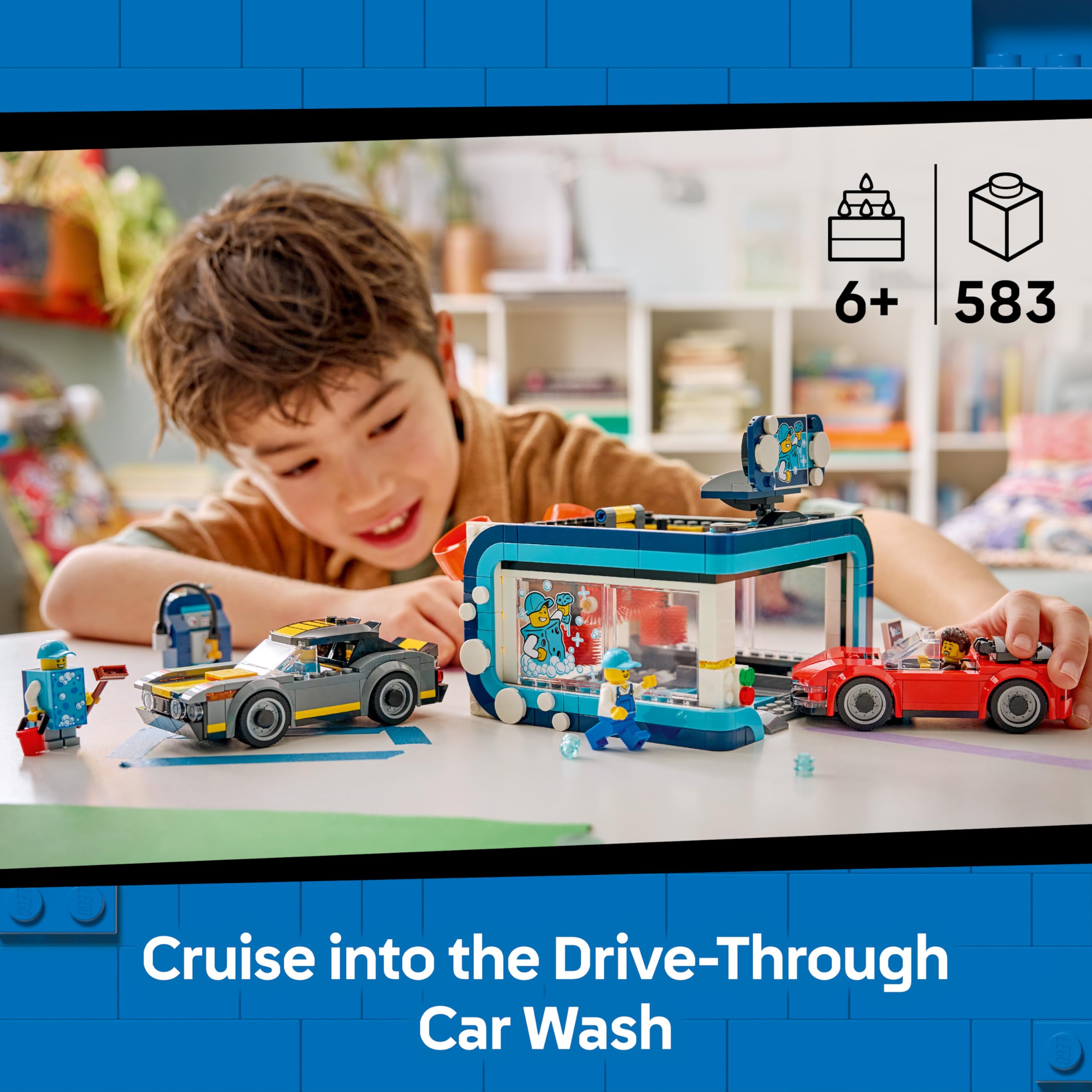 LEGO City Drive-Through Car Wash Toy Set 60497 with 2 Model Cars for Ages 6+ 2