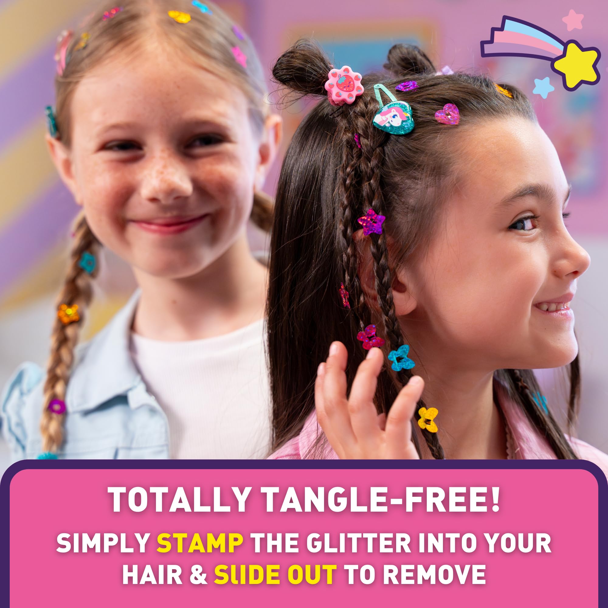 Funlockets Secret Mirror with Hair Shimmers - Tangle-Free Glitter Hair Styling Kit for Kids 9