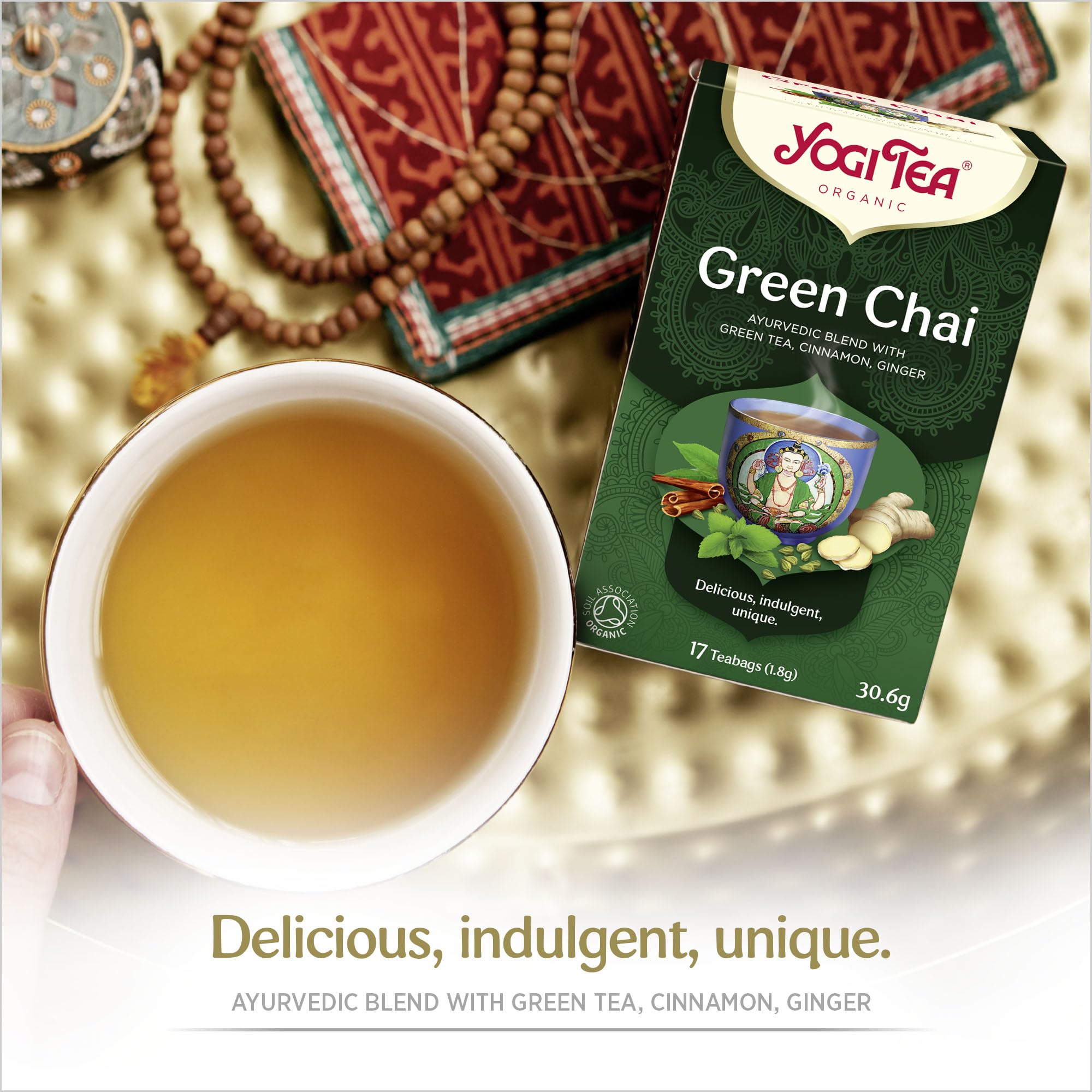 YOGI TEA Green Chai Organic Herbal Tea - Blend of Green Tea, Cinnamon & Ginger, 6 x 17 Tea Bags (102 Total) 6