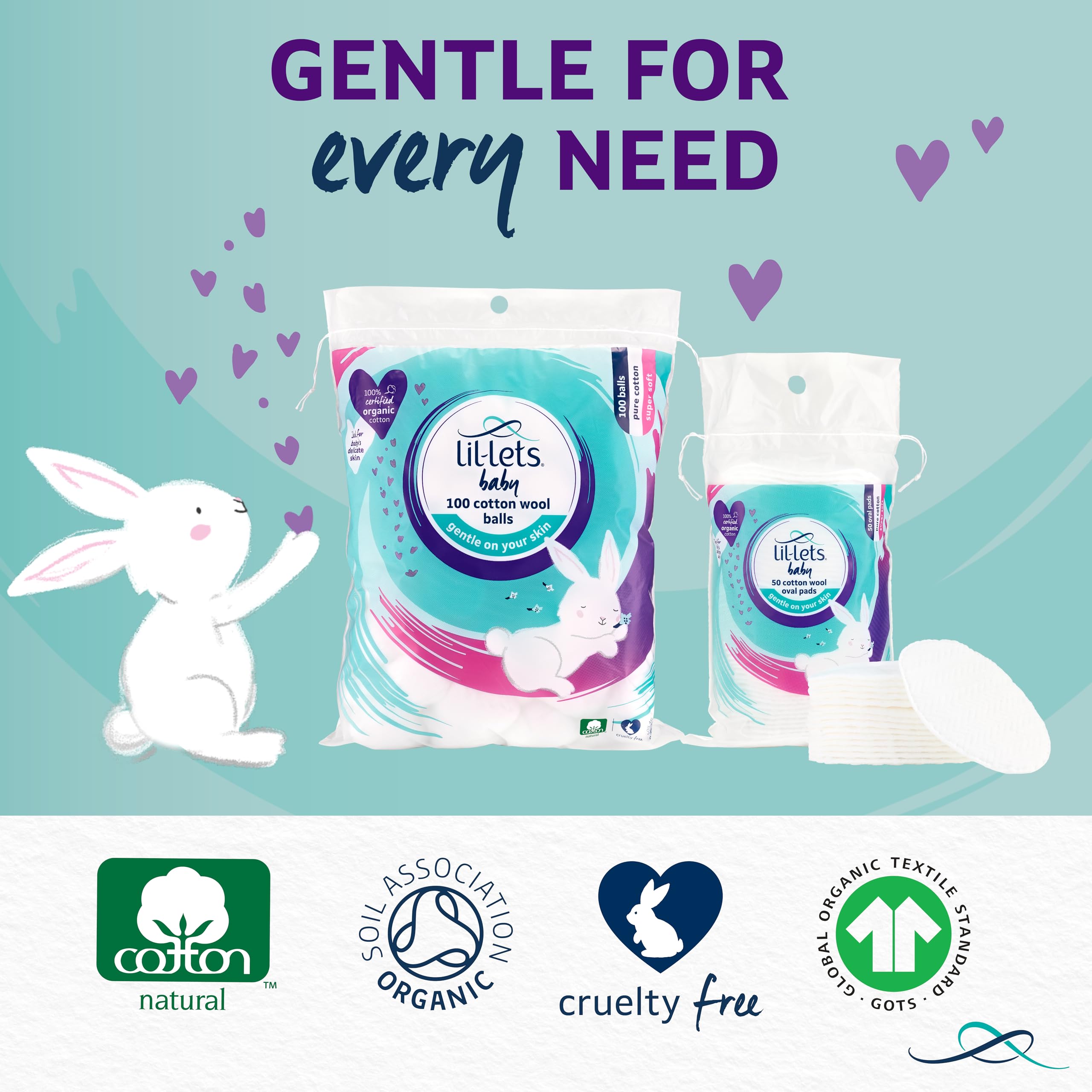 Lil-Lets Baby Cotton Wool Oval Pads (Pack of 50) 5