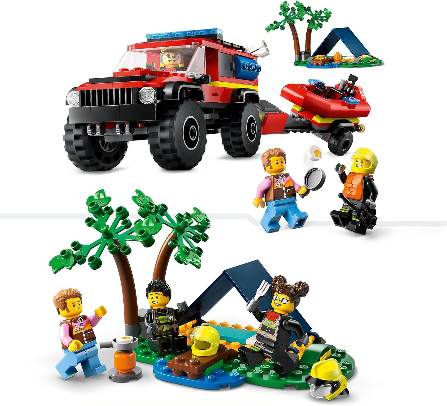 LEGO City 4x4 Fire Engine with Rescue Boat Building Set - Fire Rescue Playset for Ages 5+ 5