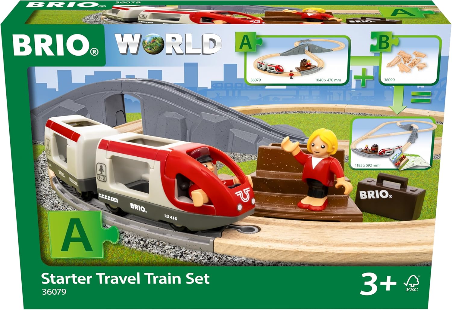 BRIO World Starter Set Travel Toy Train Set for Kids Age 3 Years Up - Wooden Tod 7