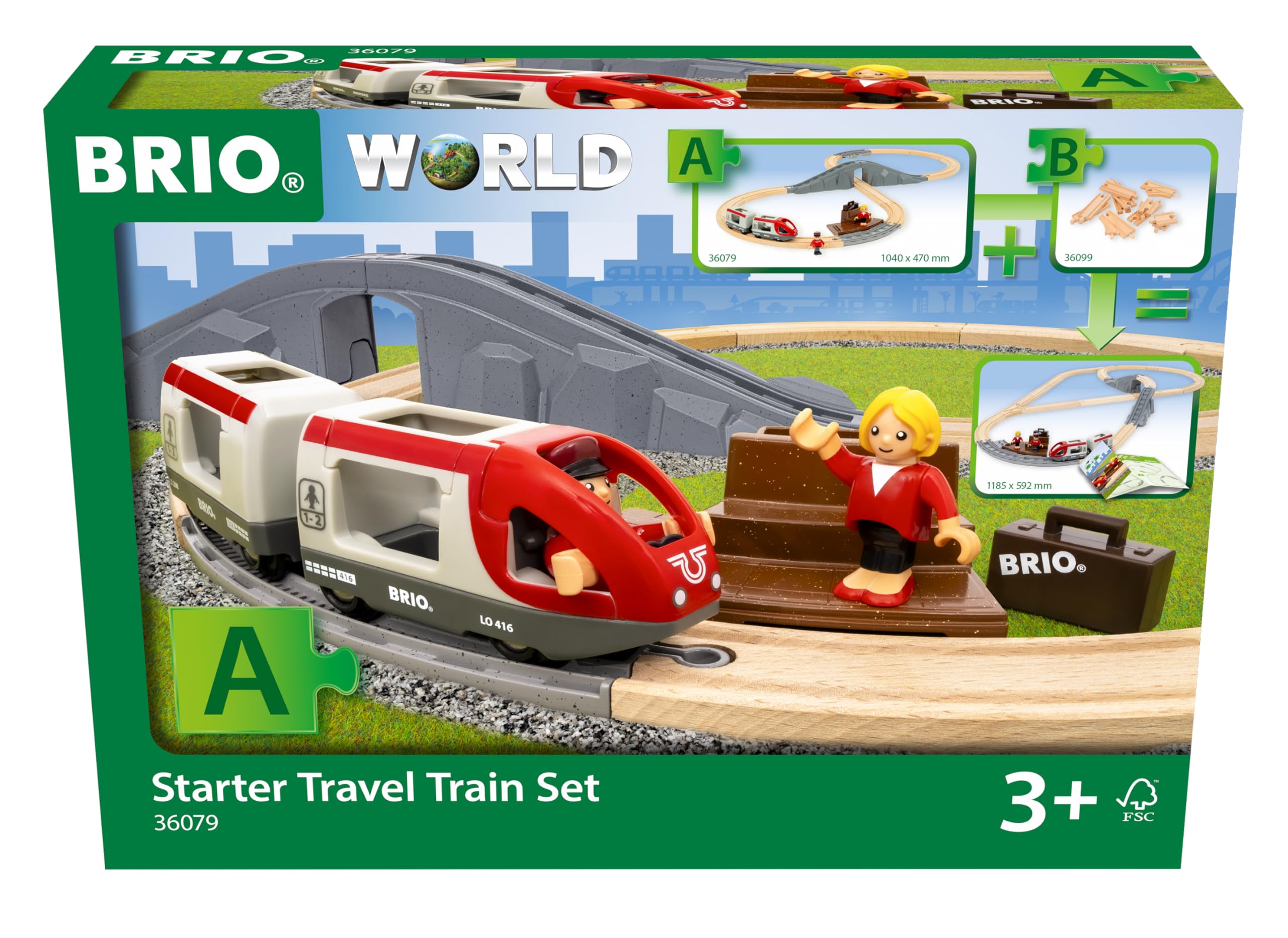 BRIO World Starter Set Travel Toy Train Set - 22 Pieces, Wooden, Ages 3+ | Model 63607900 7