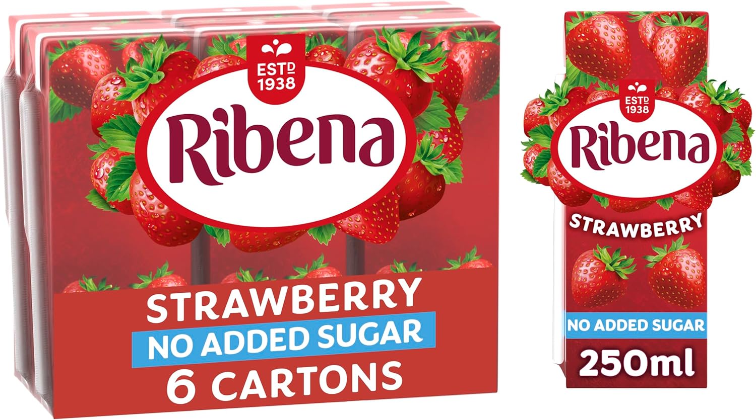 Ribena - Strawberry No Added Sugar Juice Drink Multipack 6x 250ml