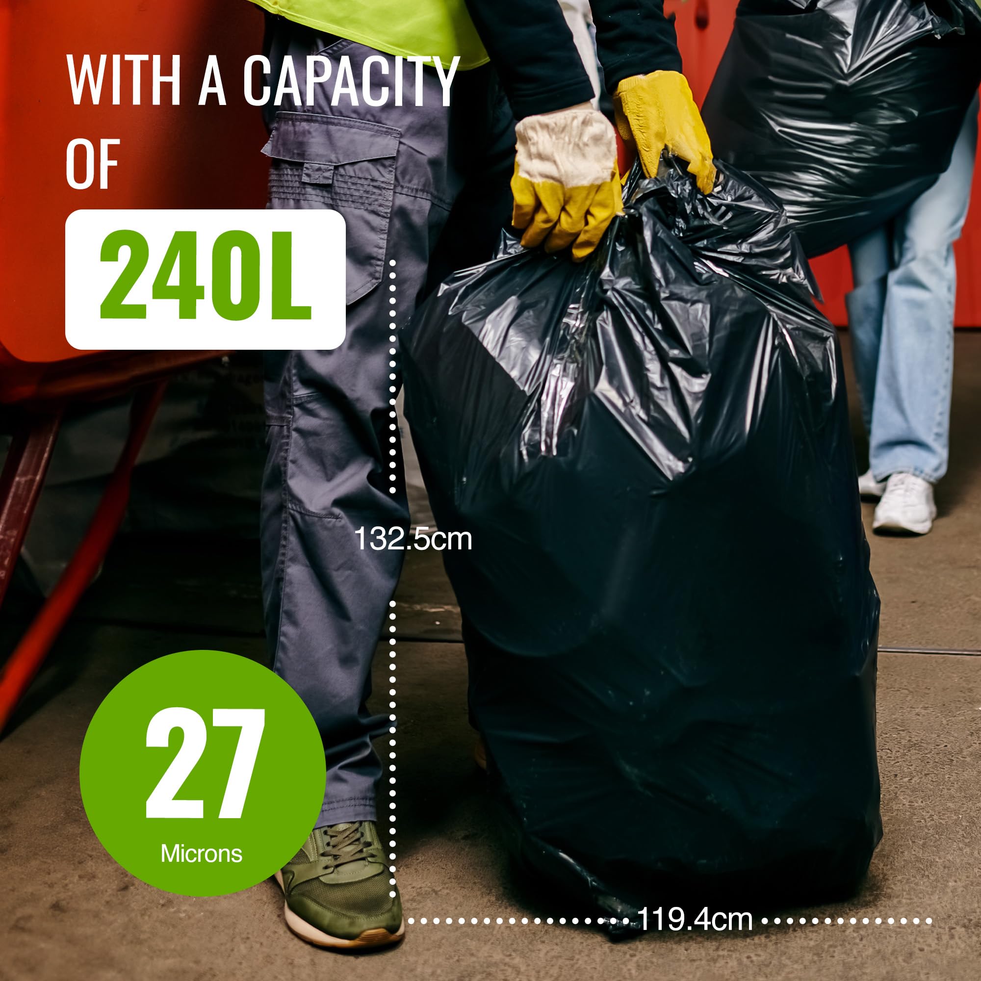 EcoBag 20 Pack Eco-Friendly Wheelie Bin Liners - 240L Heavy Duty Leak-Resistant Recycled Bin Bags 7