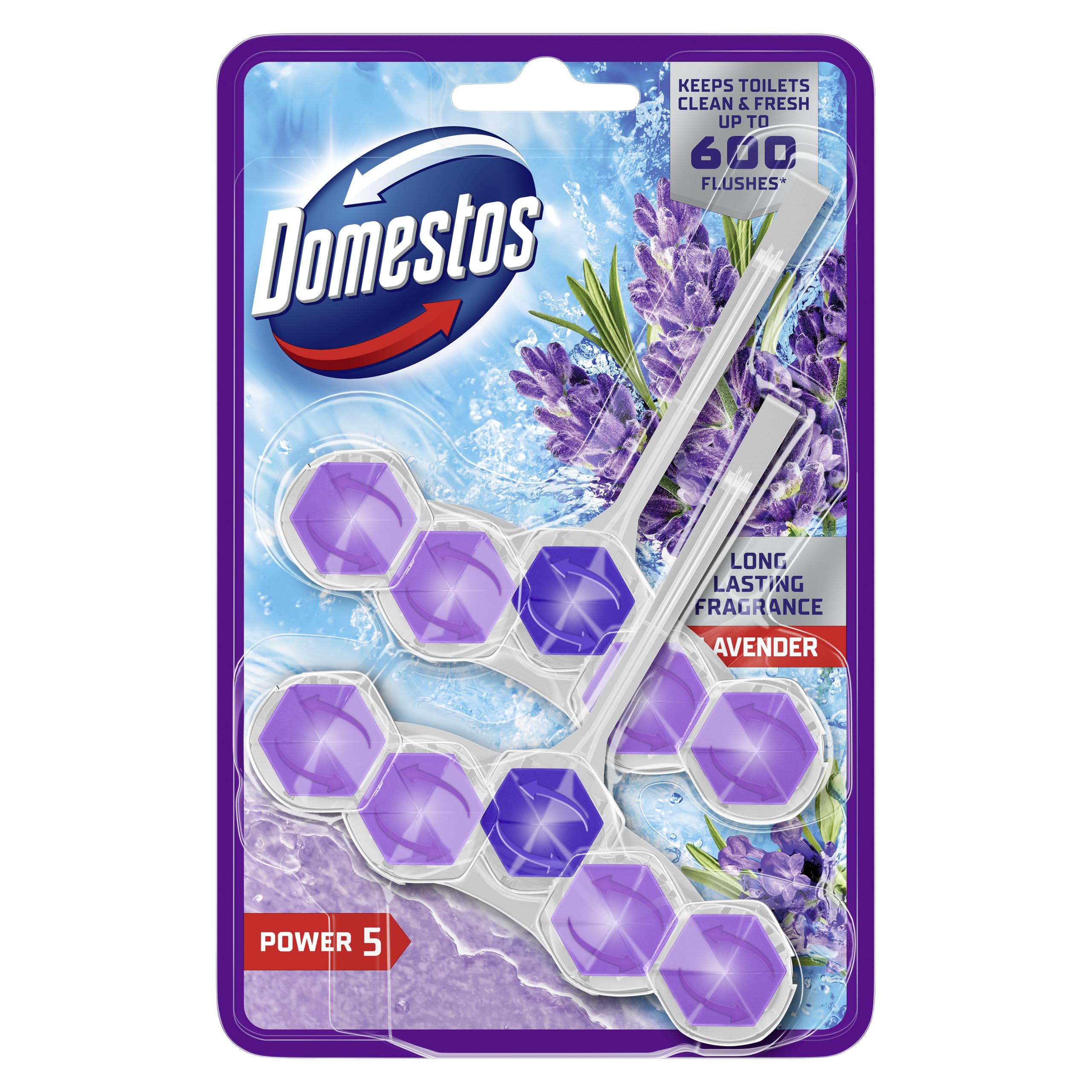 Domestos - Power 5 Lavendel WC-Reiniger 2x 50 g