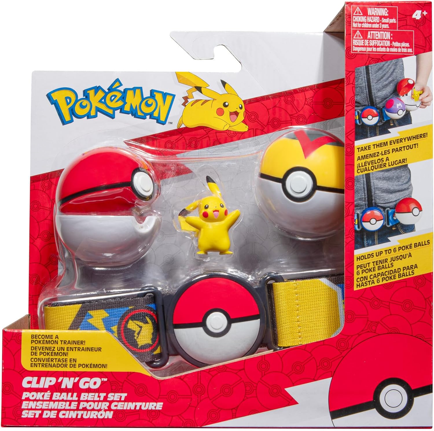 Pokémon Clip ‘N’ Go Belt Set - Pikachu Battle Figure with Poké & Level Balls
