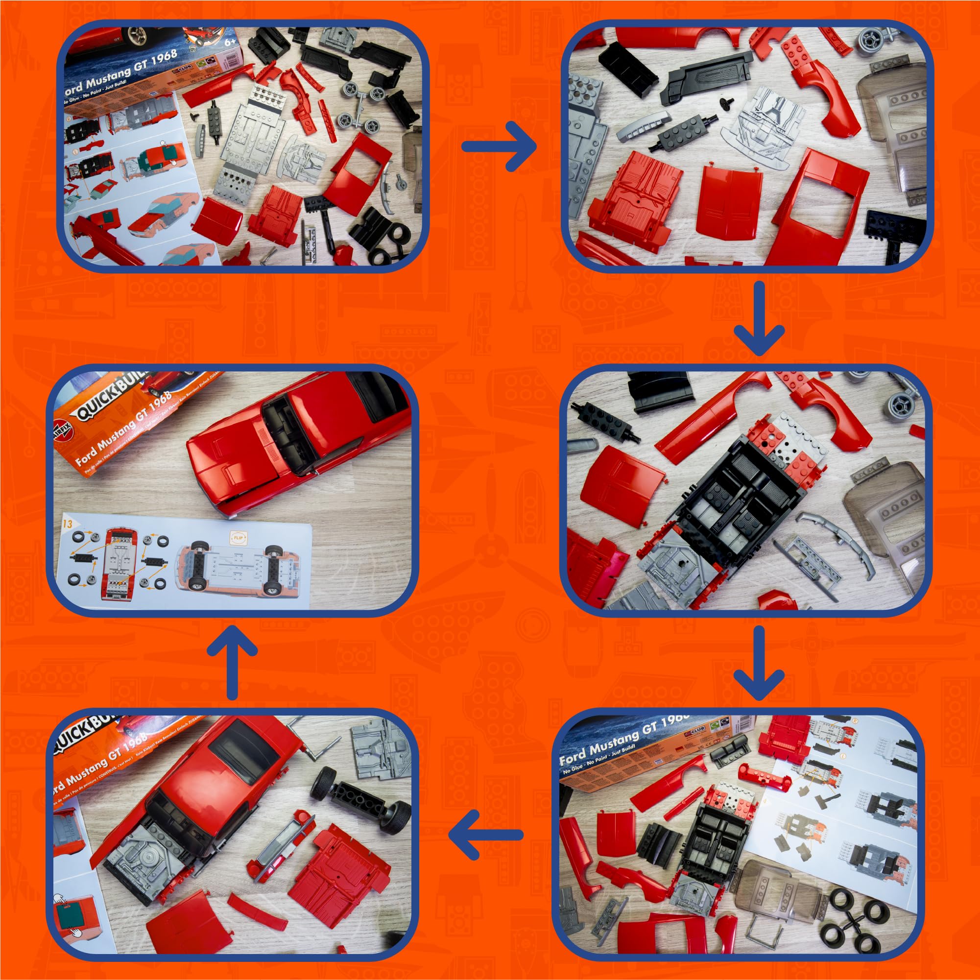 Airfix J6035 Quick Build Ford Mustang GT 1968 - Snap Together Model Kit for Kids & Adults 11