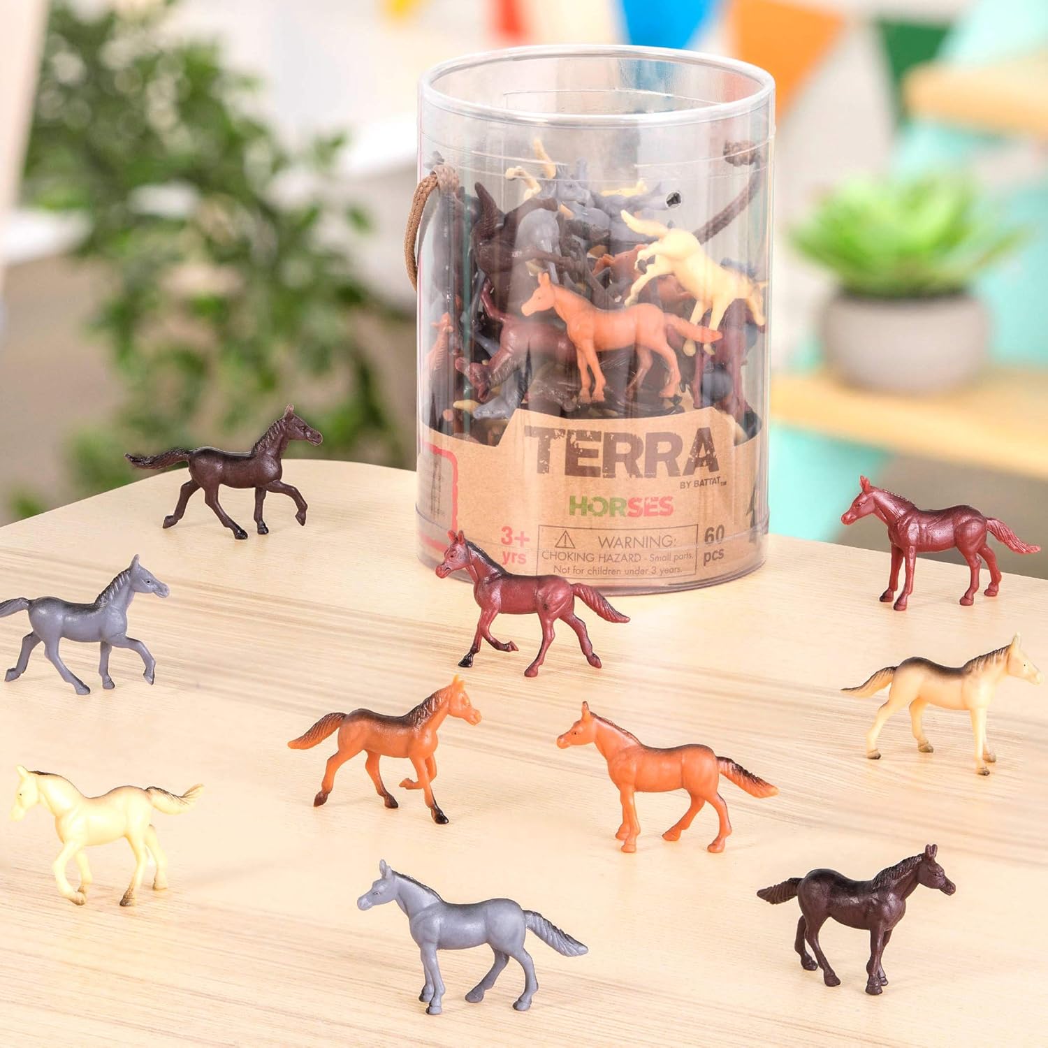 Terra by Battat Horses - 60 Piece Miniature Horse Toy Set for Kids 3+ 4