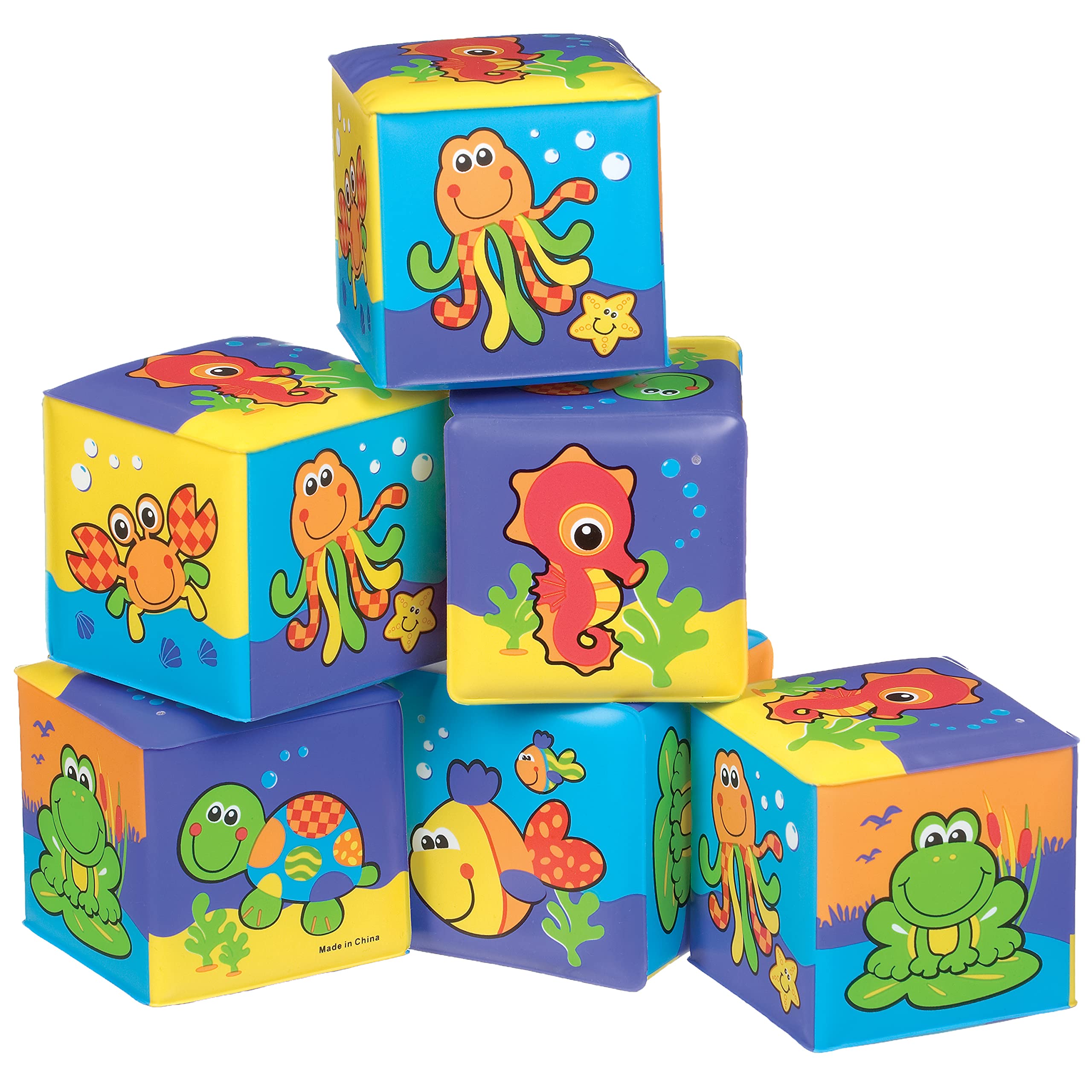 Playgro Bathtime Soft Blocks - 6 Pieces, Animal Figures | Ages 6 Months+ 1