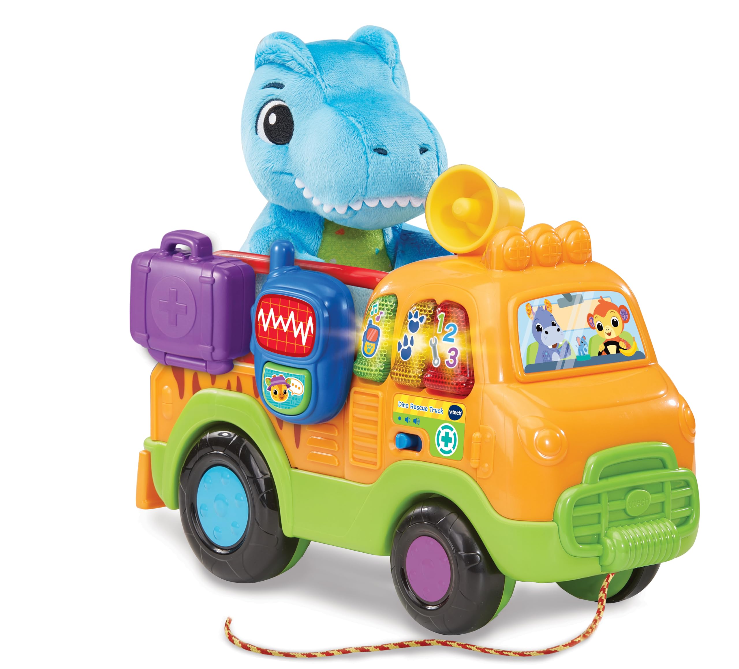 VTech Dino Rescue Truck - Pull-Along Role-Play Toy with Sound, Music & Lights