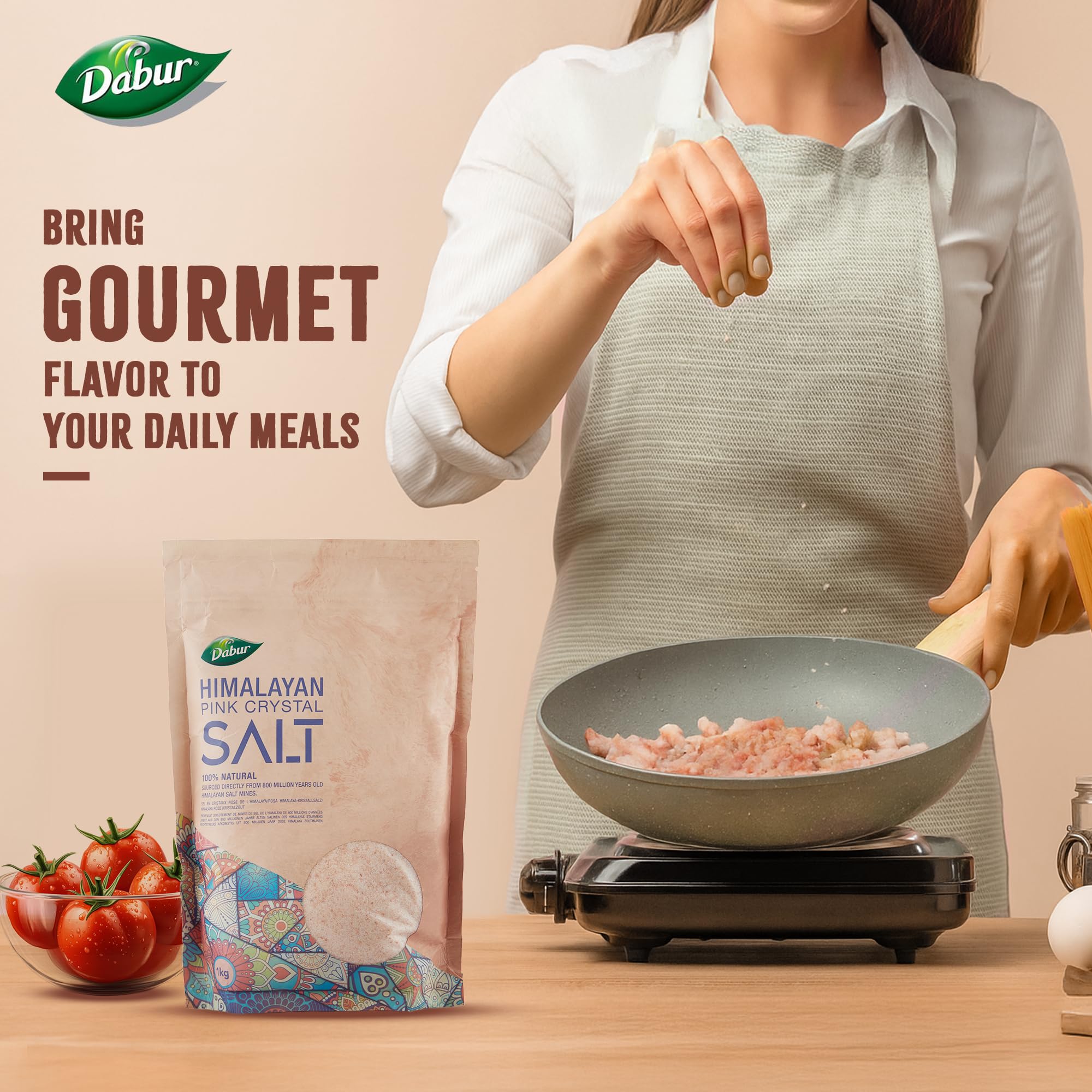 Dabur Himalayan Pink Salt - 1kg Fine Grain | 100% Natural Unrefined | Halal & Kosher Certified