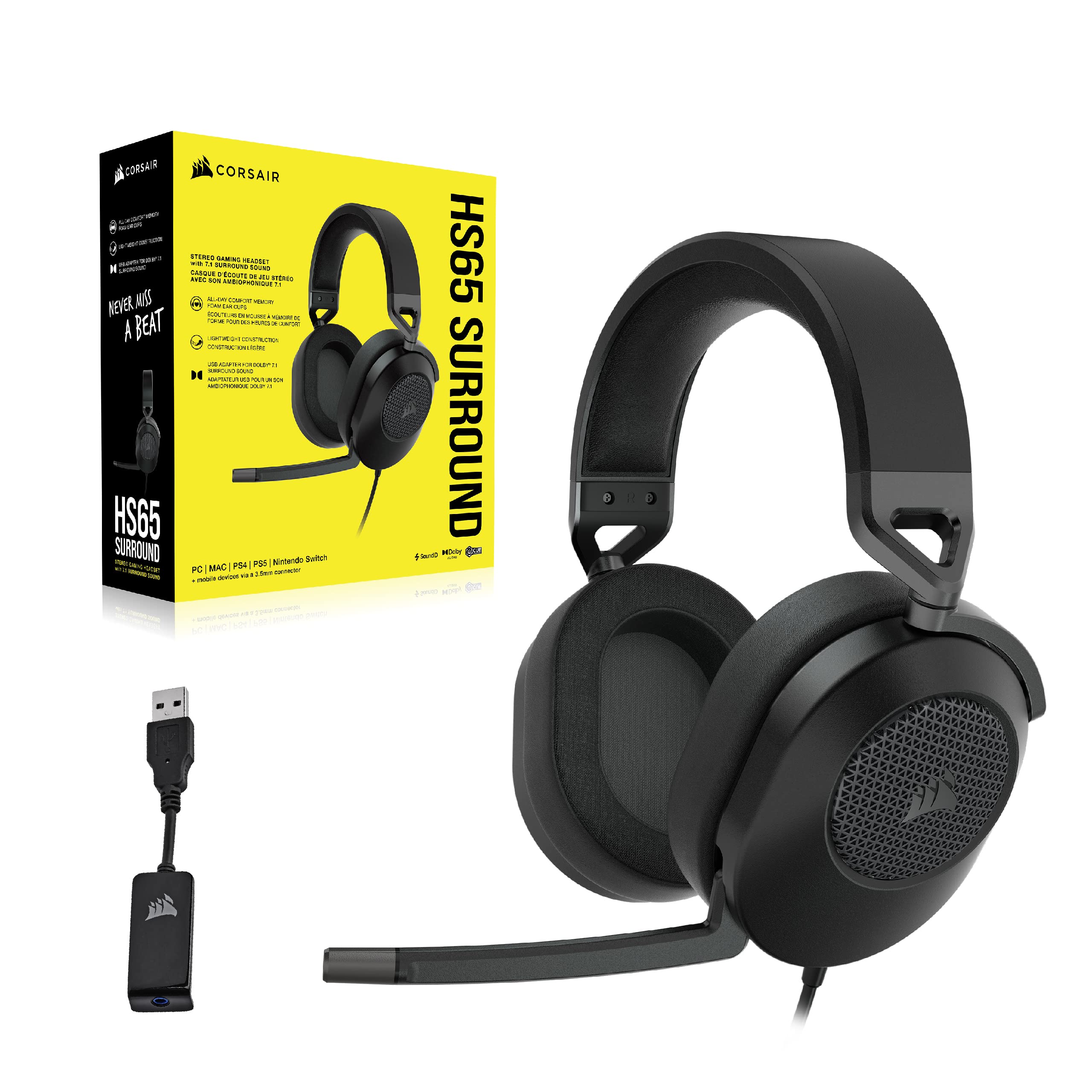 Corsair HS65 Surround Wired Gaming Headset - Dolby 7.1 Surround Sound - Son 7