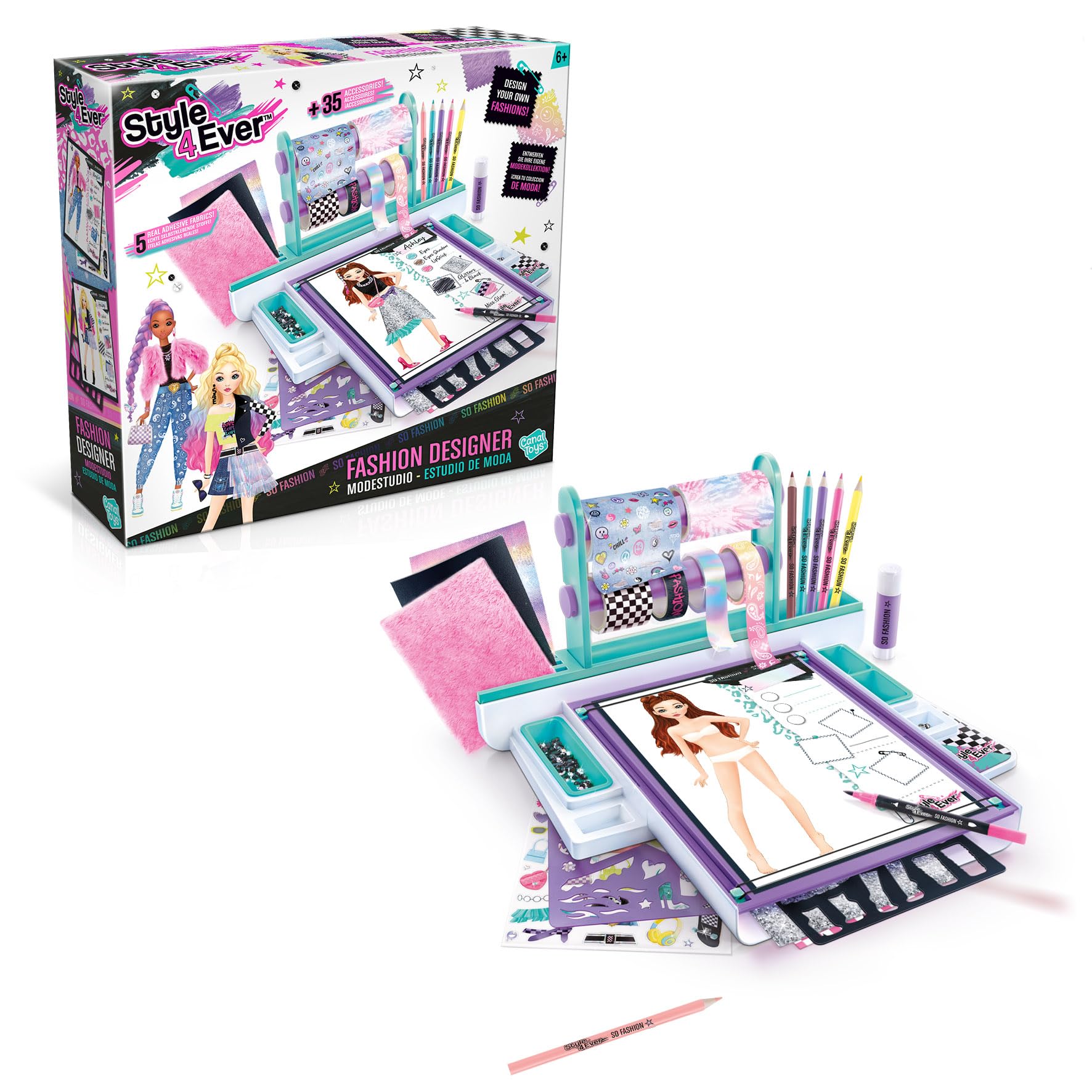 Style 4 Ever Fashion Designer Studio - Real Adhesive Fabrics & Design Kit