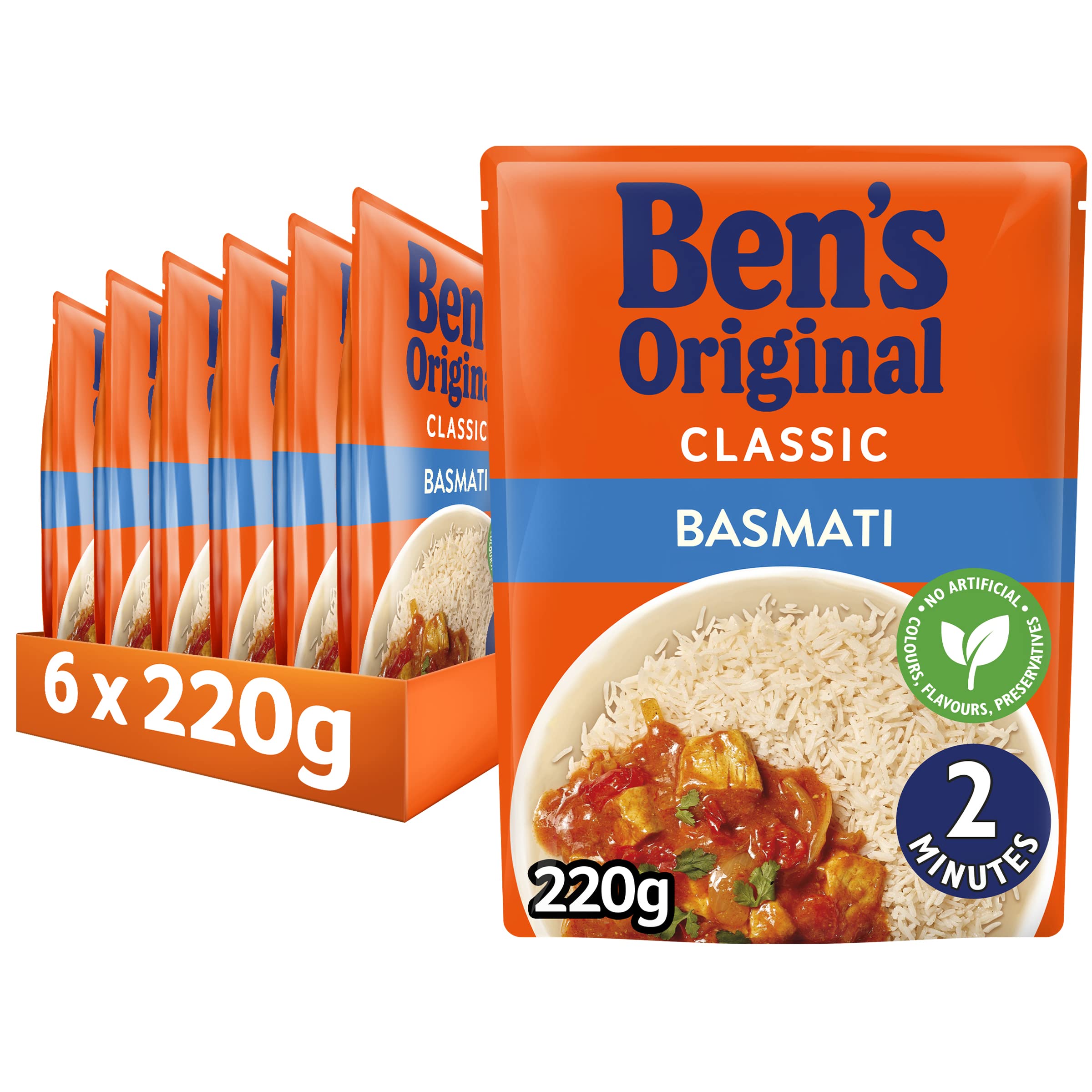 Ben's Original Basmati Microwave Rice, Bulk Multipack 6 x 220 g Pouches